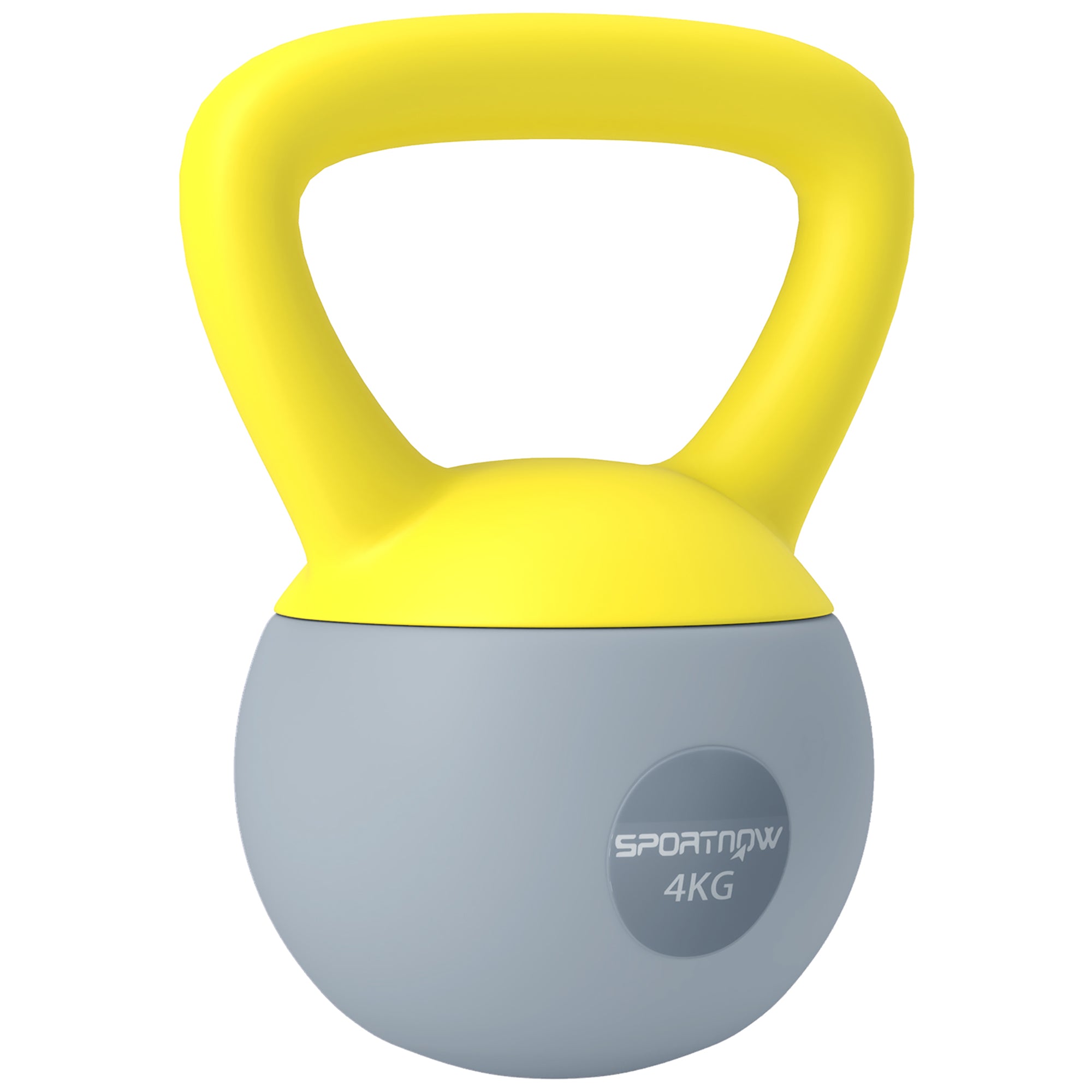 Soft Kettlebell, 4kg Kettle Bell with Non-Slip Handle for Home Gym Weight Lifting and Strength Training, Yellow and Grey
