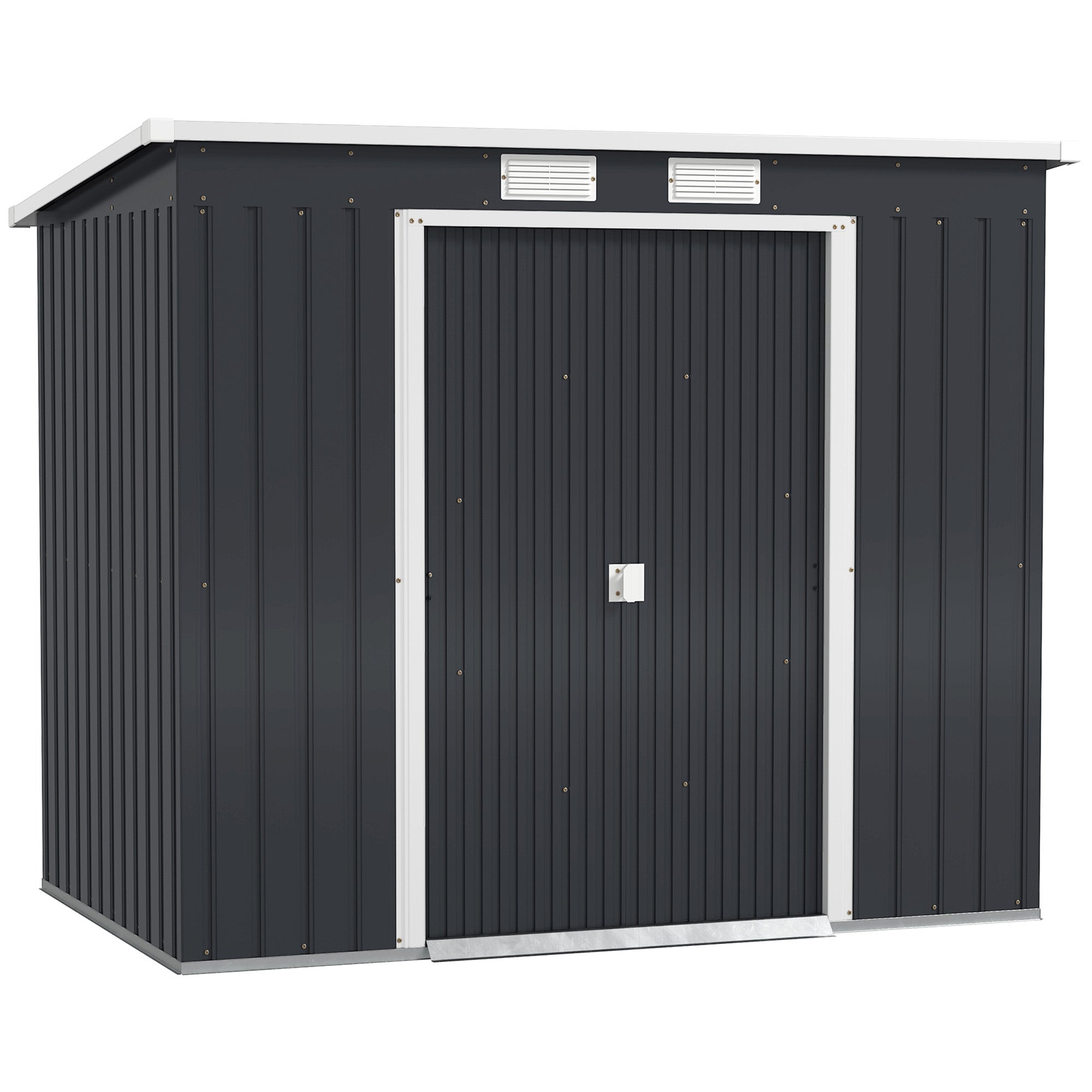 7 x 4ft Galvanised Steel Garden Shed with Foundation Kit - Dark Grey
