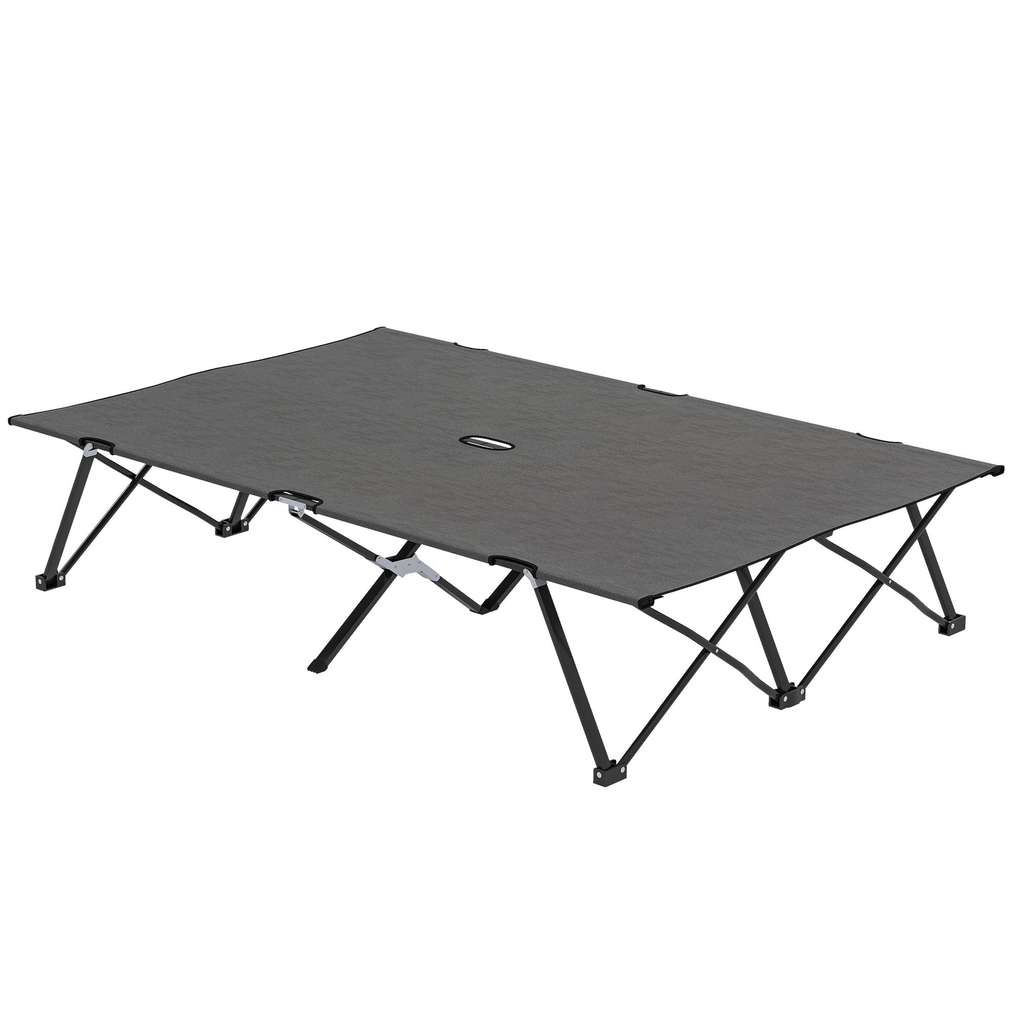 Double Camping Cot Bed for Comfortable Outdoor Sleep - Charcoal Grey