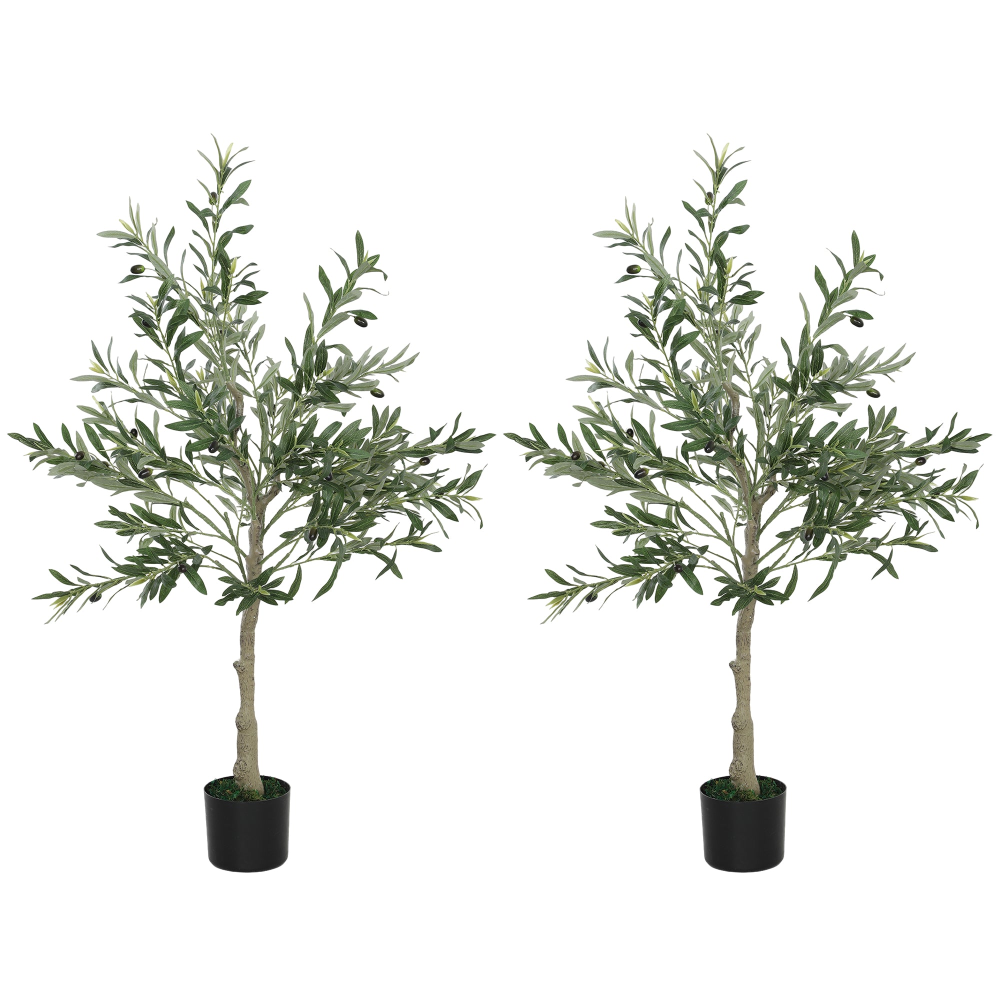 Set of Two Silk Leaf Artificial Olive Trees