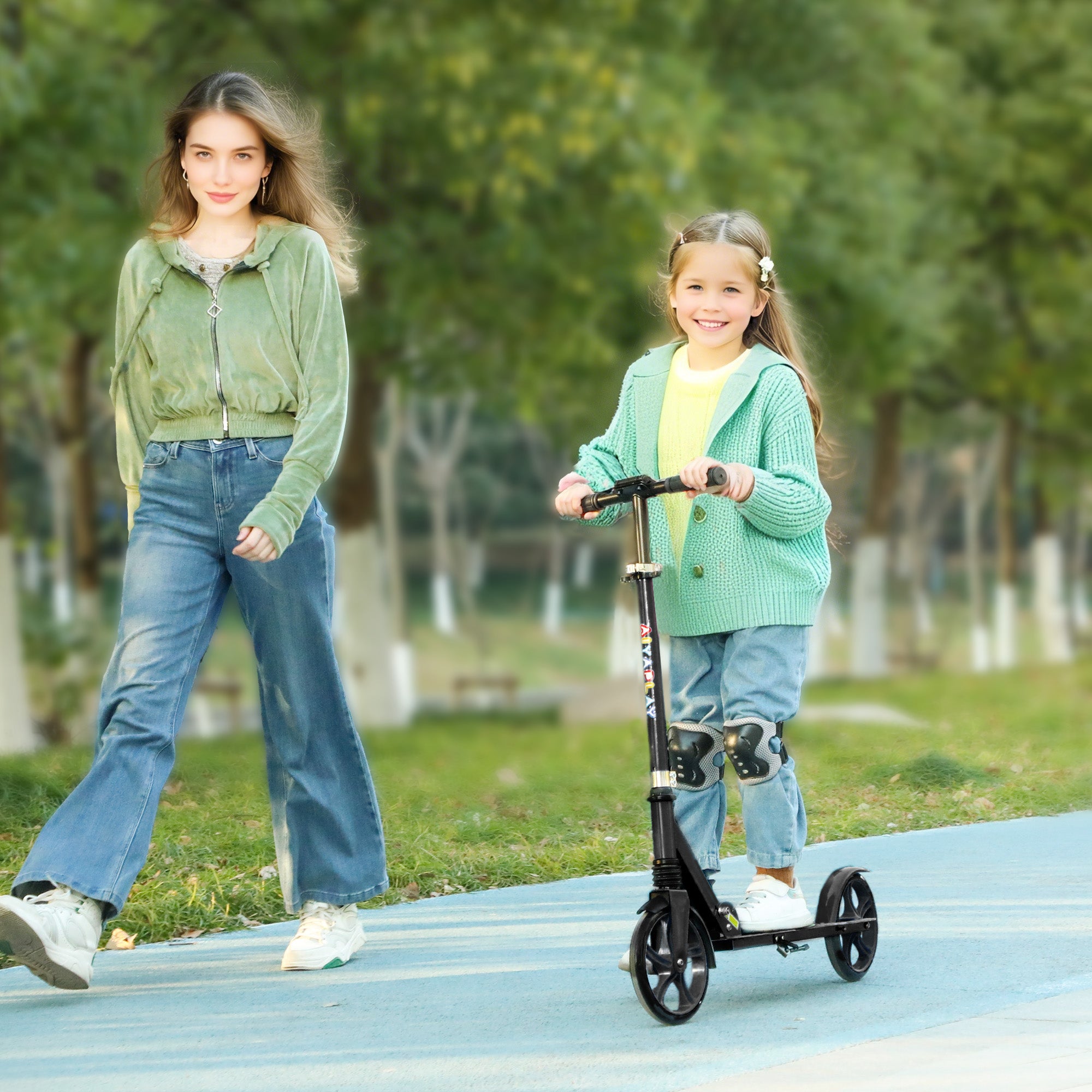 Foldable Kids Scooter with Adjustable Handlebar, 200mm Wheels, Rear Fender Brake for Ages 6-12 - Black