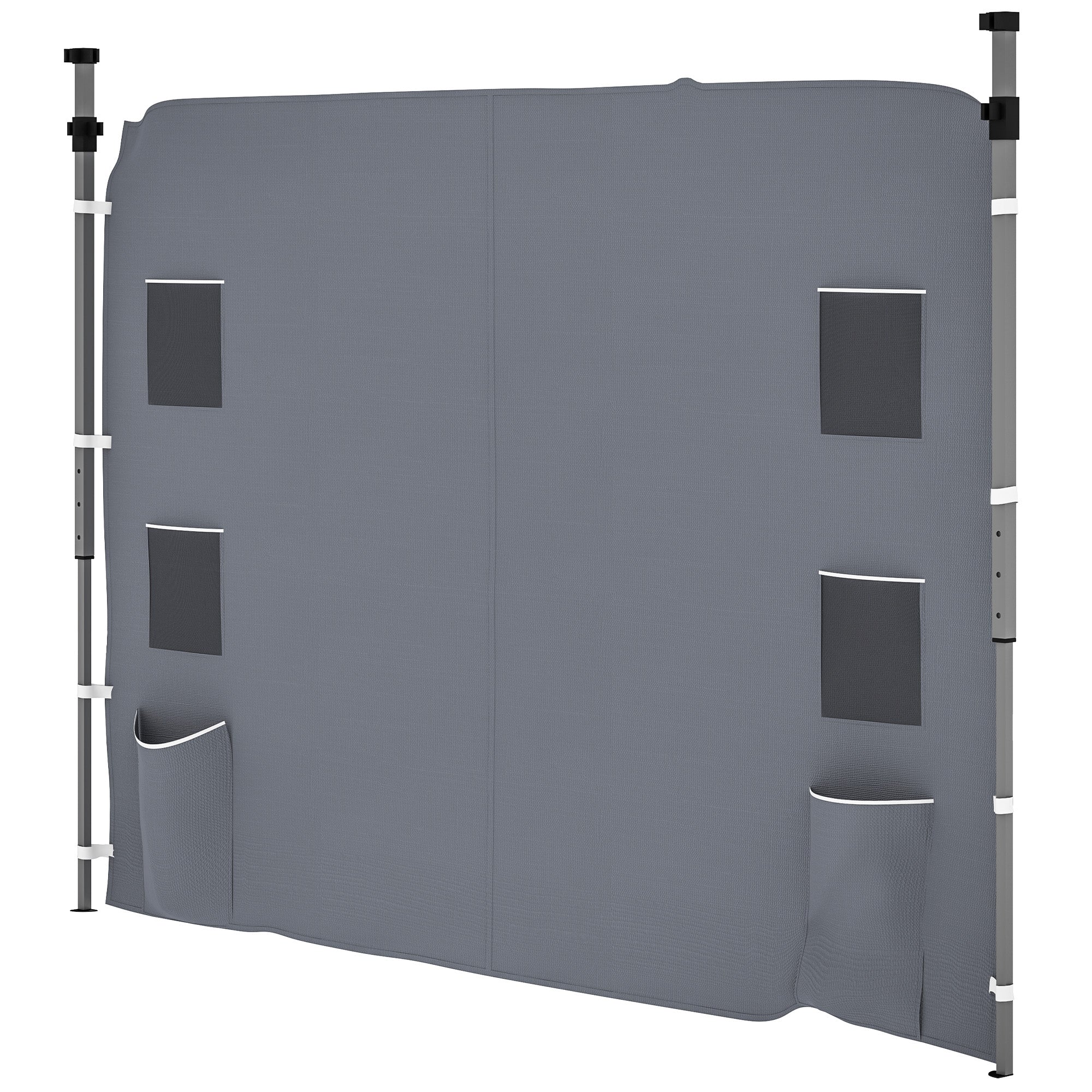 Replacement Gazebo Sidewall 195 x 295 cm Oxford Fabric with Storage Pockets - Grey