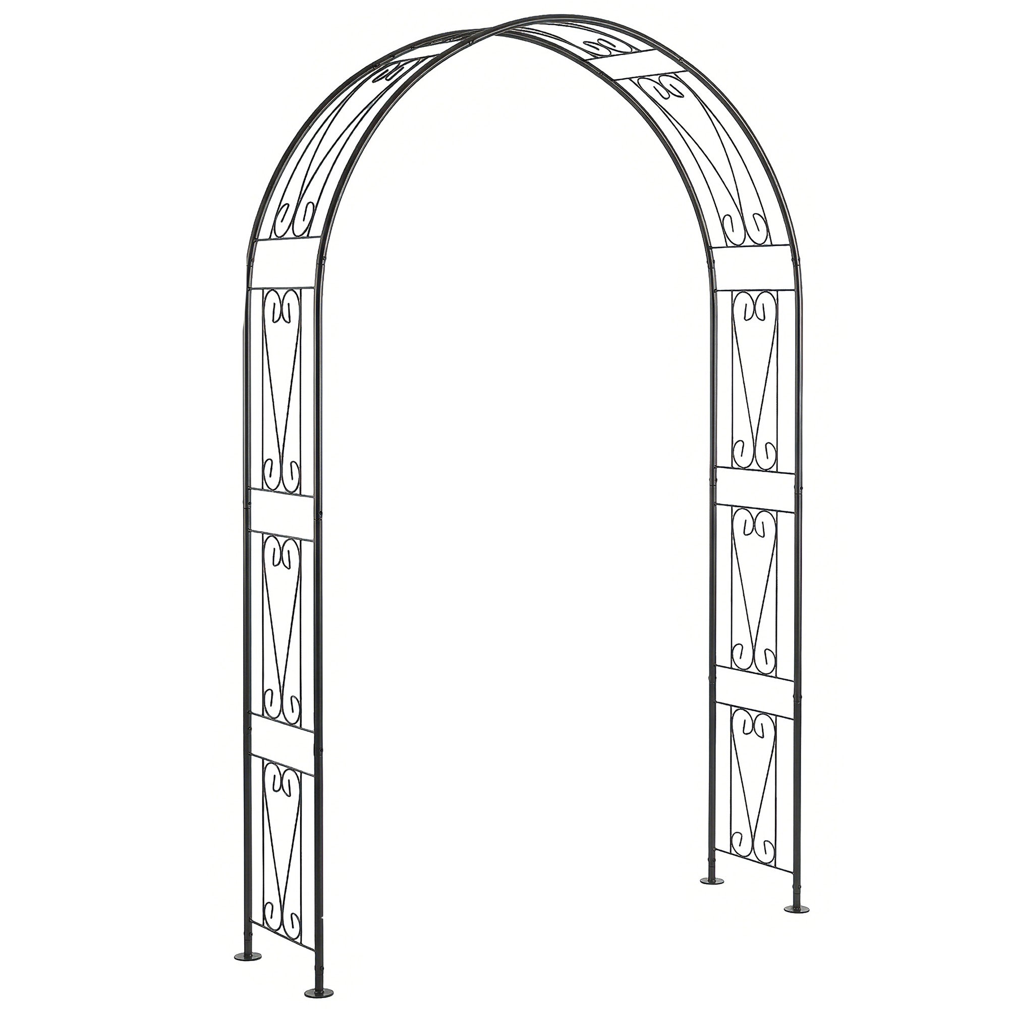 Garden Arch, Arbour Trellis for Climbing Plants, Rose Arch for Wedding Garden Decoration, 155 x 40 x 246 cm, Black