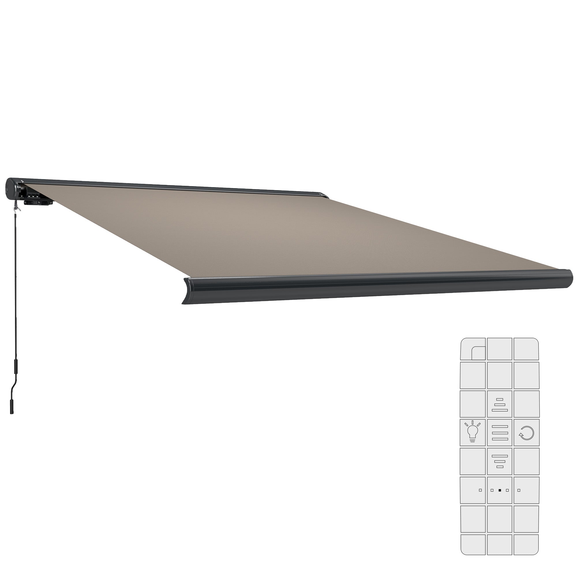 3 Metre Electric Retractable Awning with Aluminium Frame - Light Grey