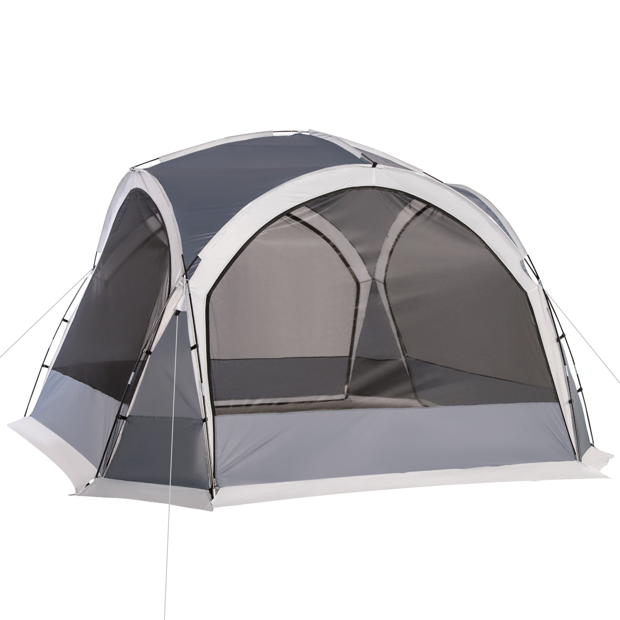 Dome Tent for 6-8 Person, Camping Tent with 4 Zipped Mesh Doors, Removable Oxford Cloth, Lamp Hook, Portable Carry Bag, White and Grey