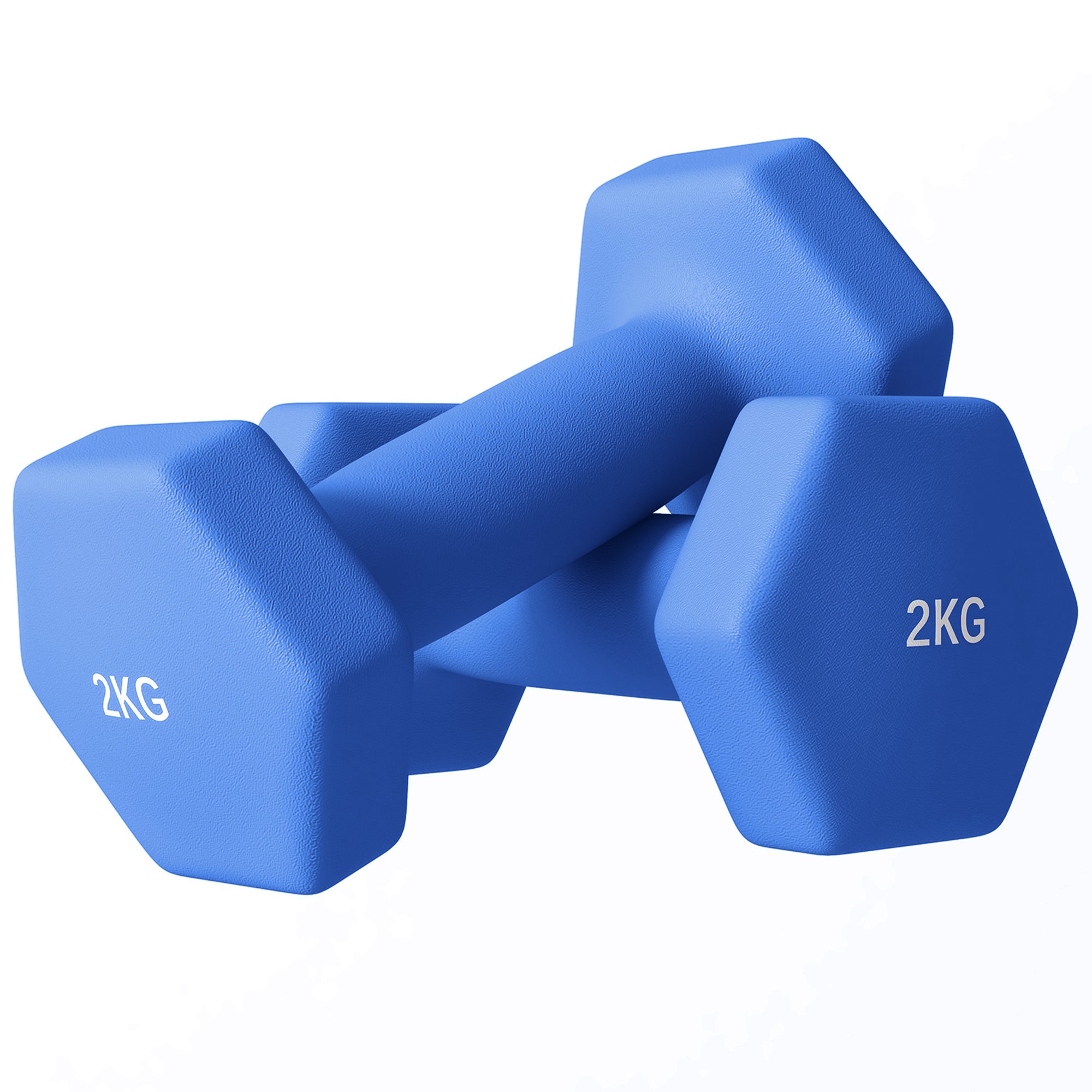 2 x 2kg Hexagonal Dumbbells Weights Set with Non-Slip Grip for Home Gym Workout, Blue