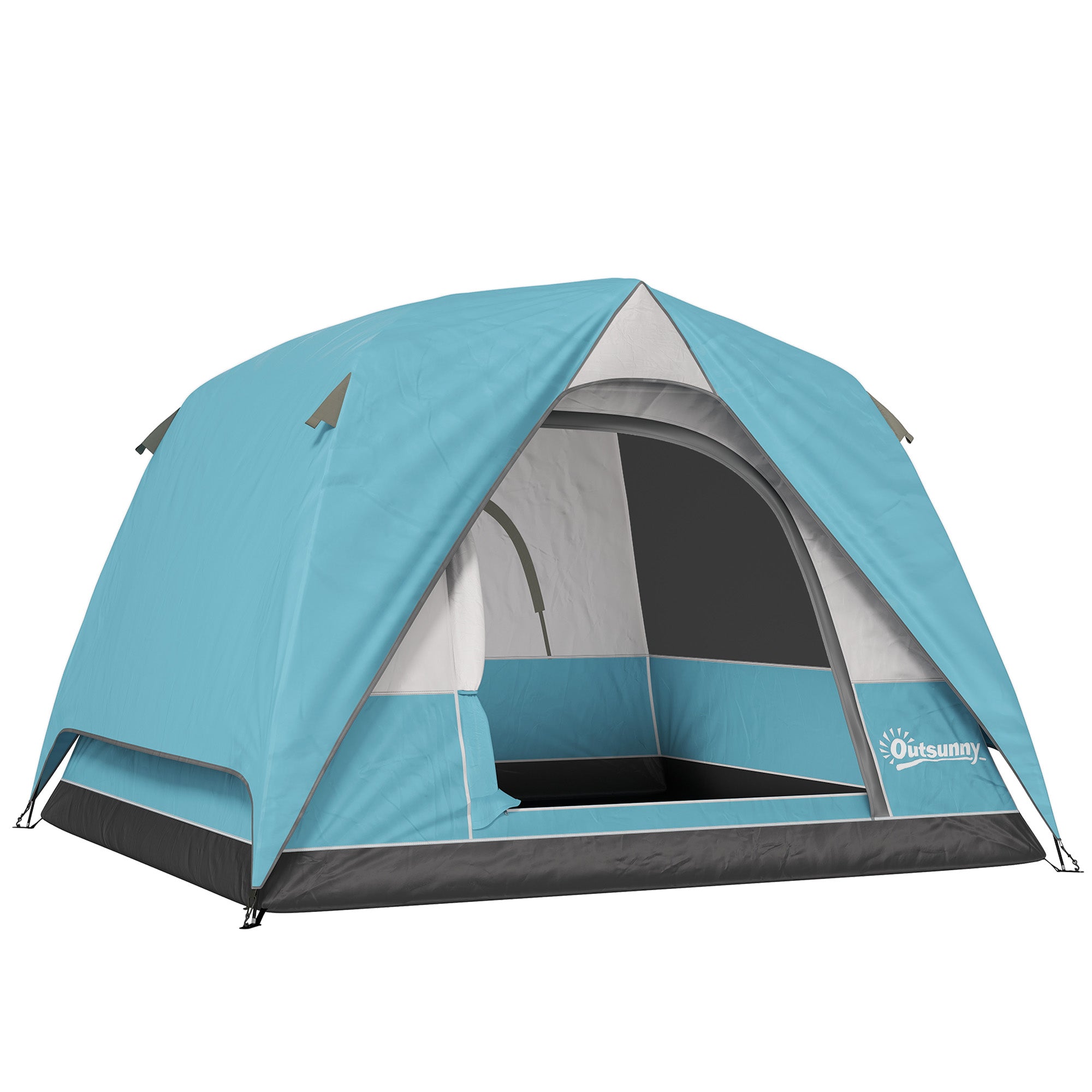 Waterproof 3-4 Person Camping Tent for Easy Setup - Navy Blue and Light Blue