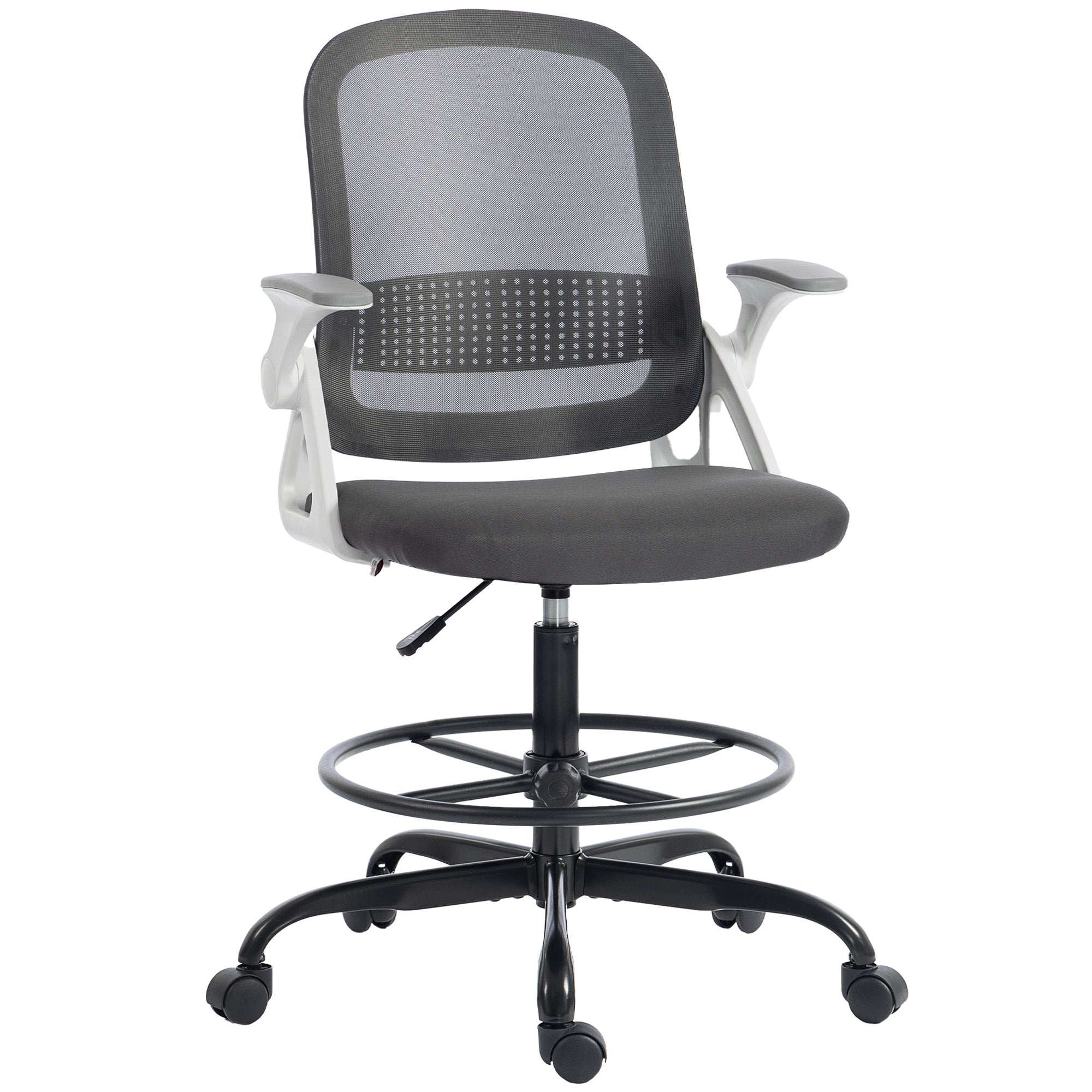 Painting Chair, Mesh Computer Desk Chair with Flip-up Armrests, Grey