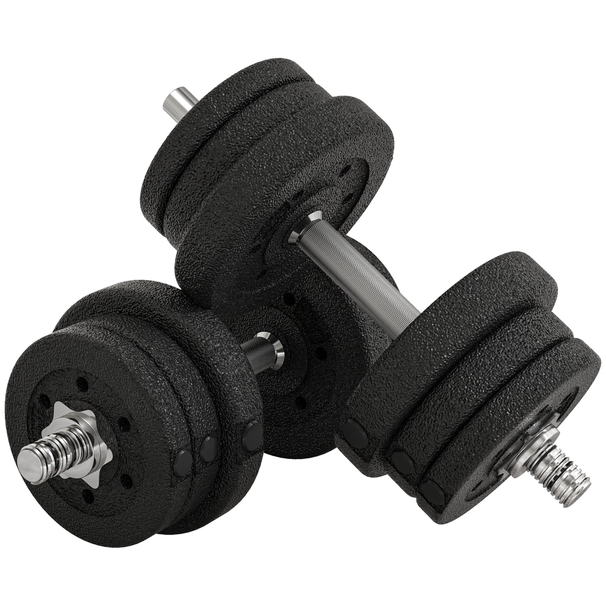 25KG Adjustable Dumbbell Set with Chrome Finish Bars - Black