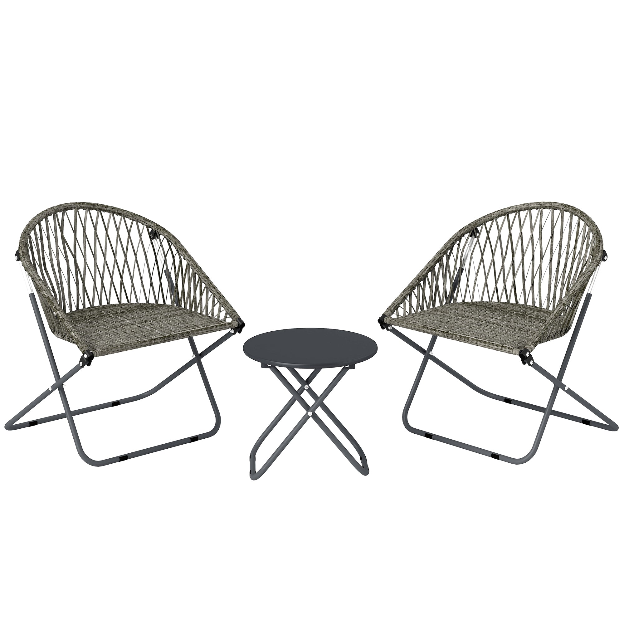 Patio Bistro Set, Folding Patio Furniture Set with 2 Chairs and Table, Grey