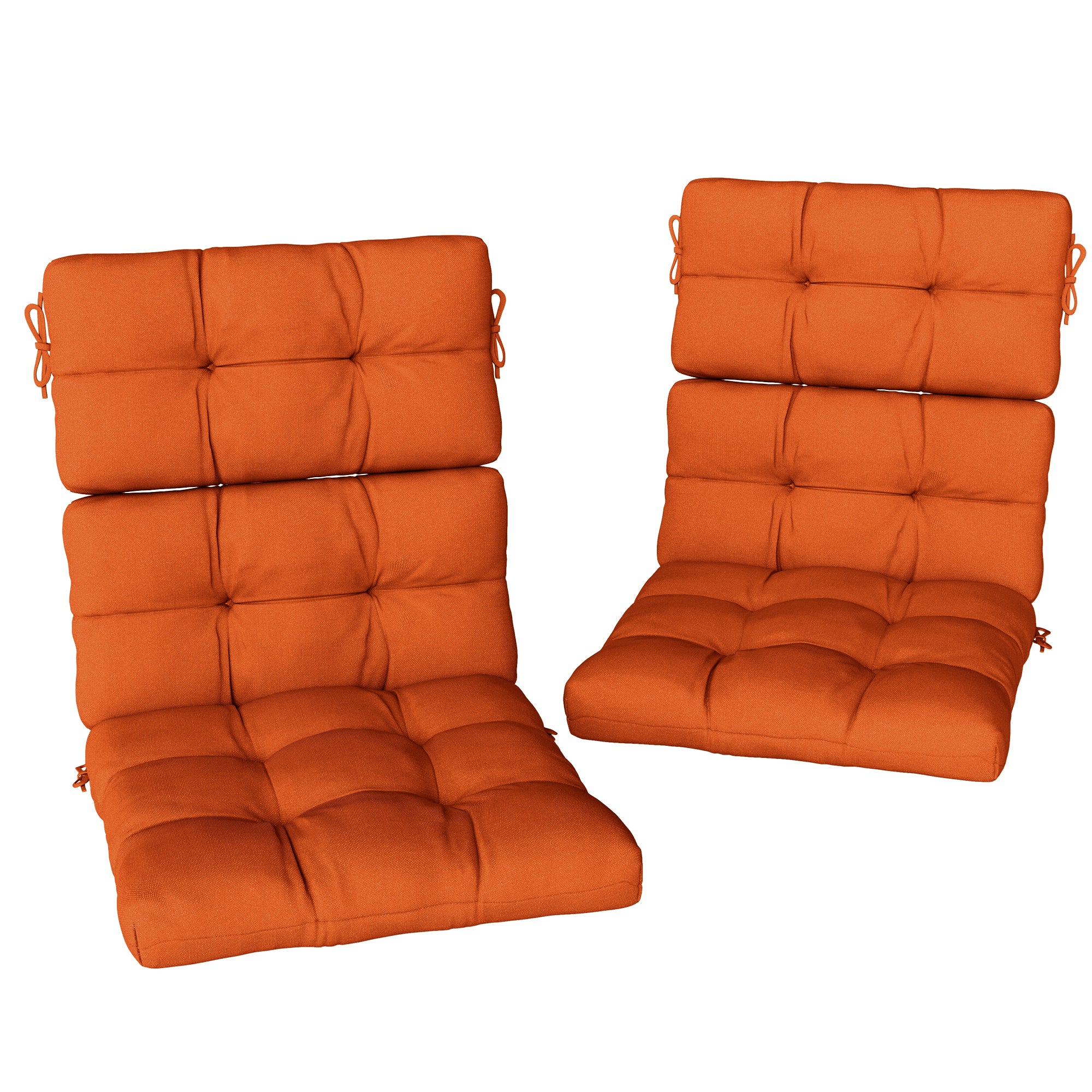 Set of 2 Padded Outdoor Seat and Back Cushions - Orange