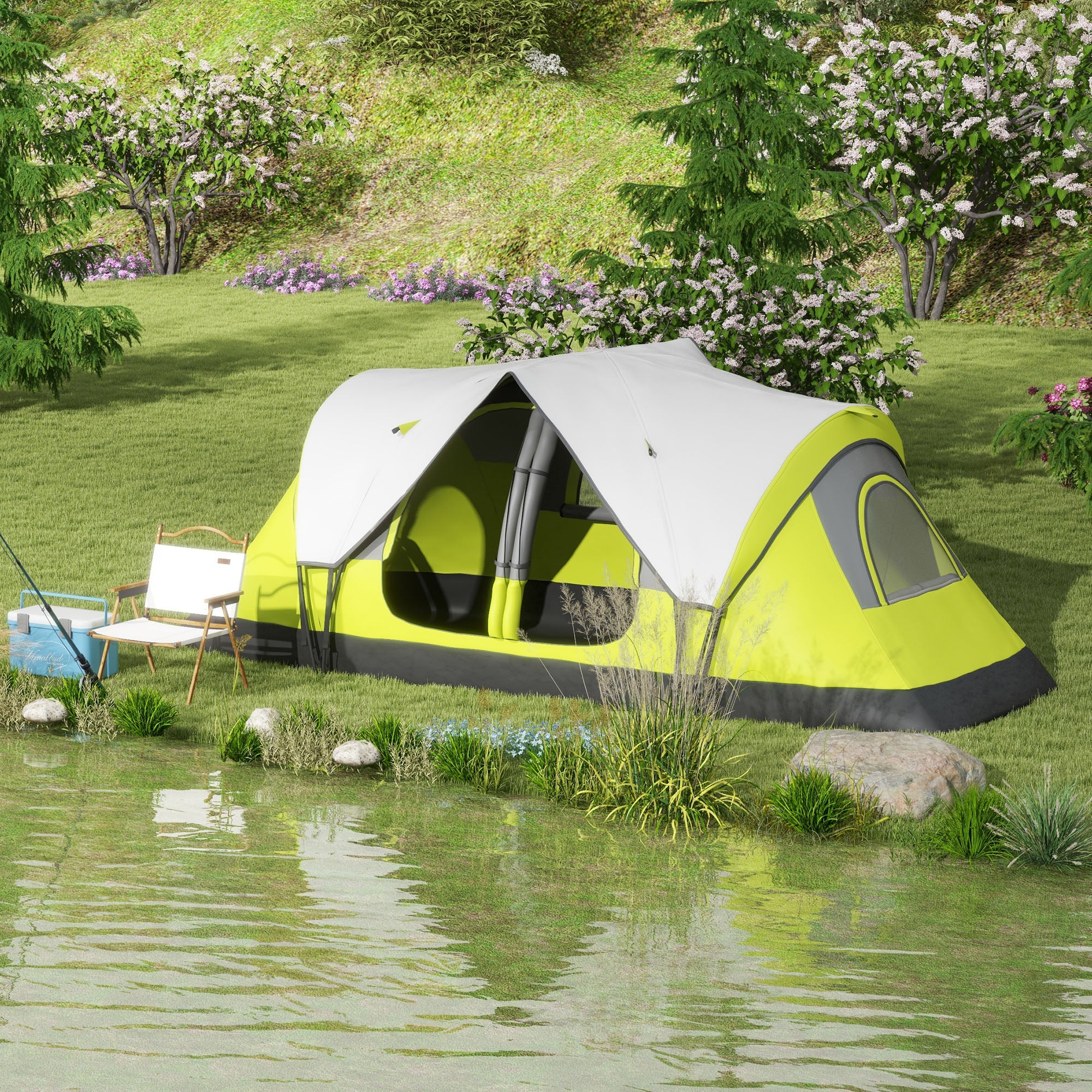 Spacious 2 Bedroom Camping Tent for 6-8 People - Yellow