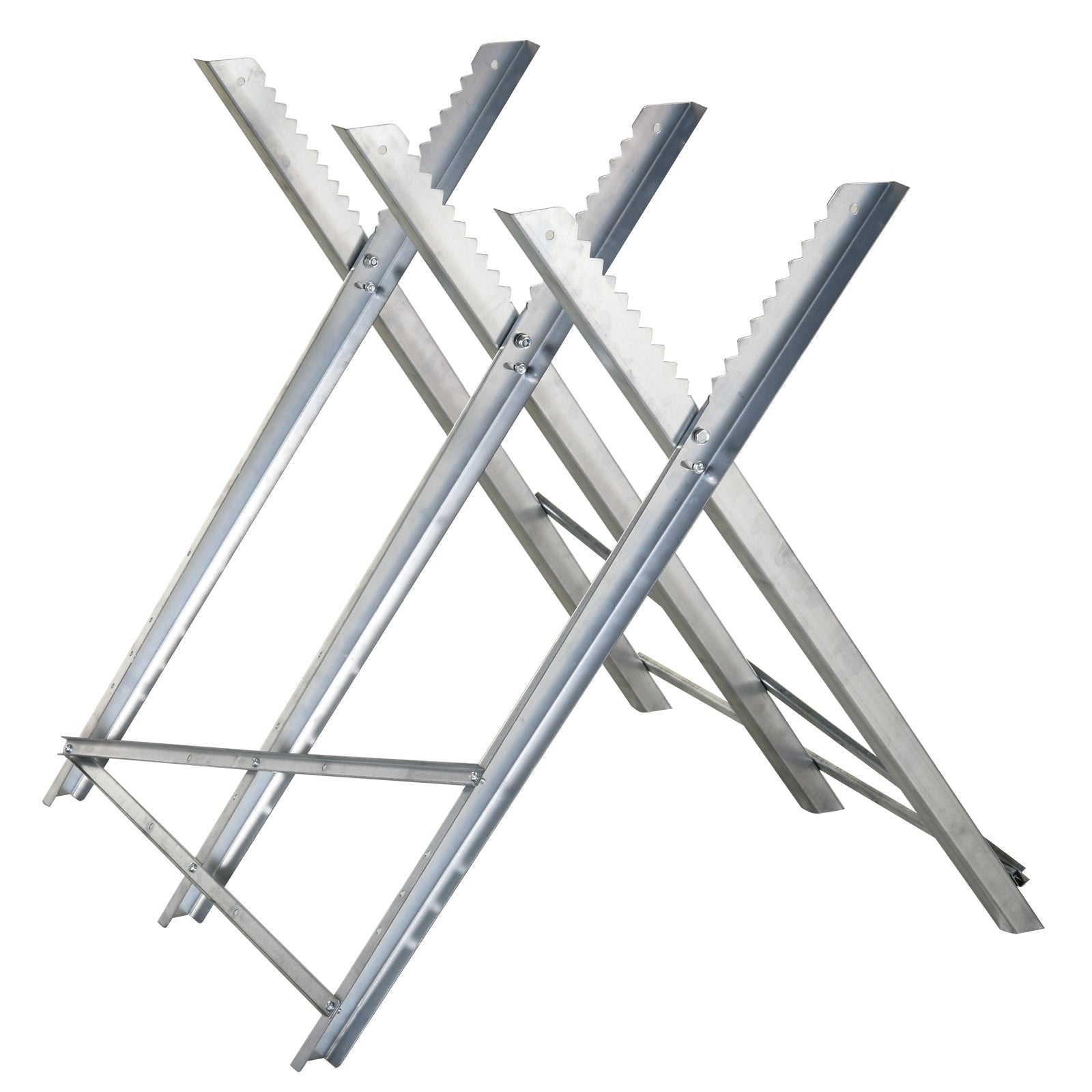 Heavy Duty Portable Adjustable Foldable Sawhorse Stand 100 kg Capacity - Silver Tone