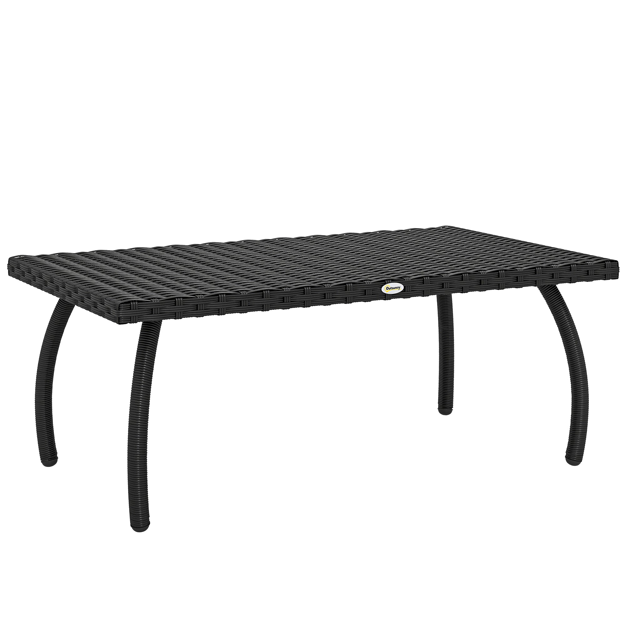 PE Wicker Rattan Garden Coffee Table - Black