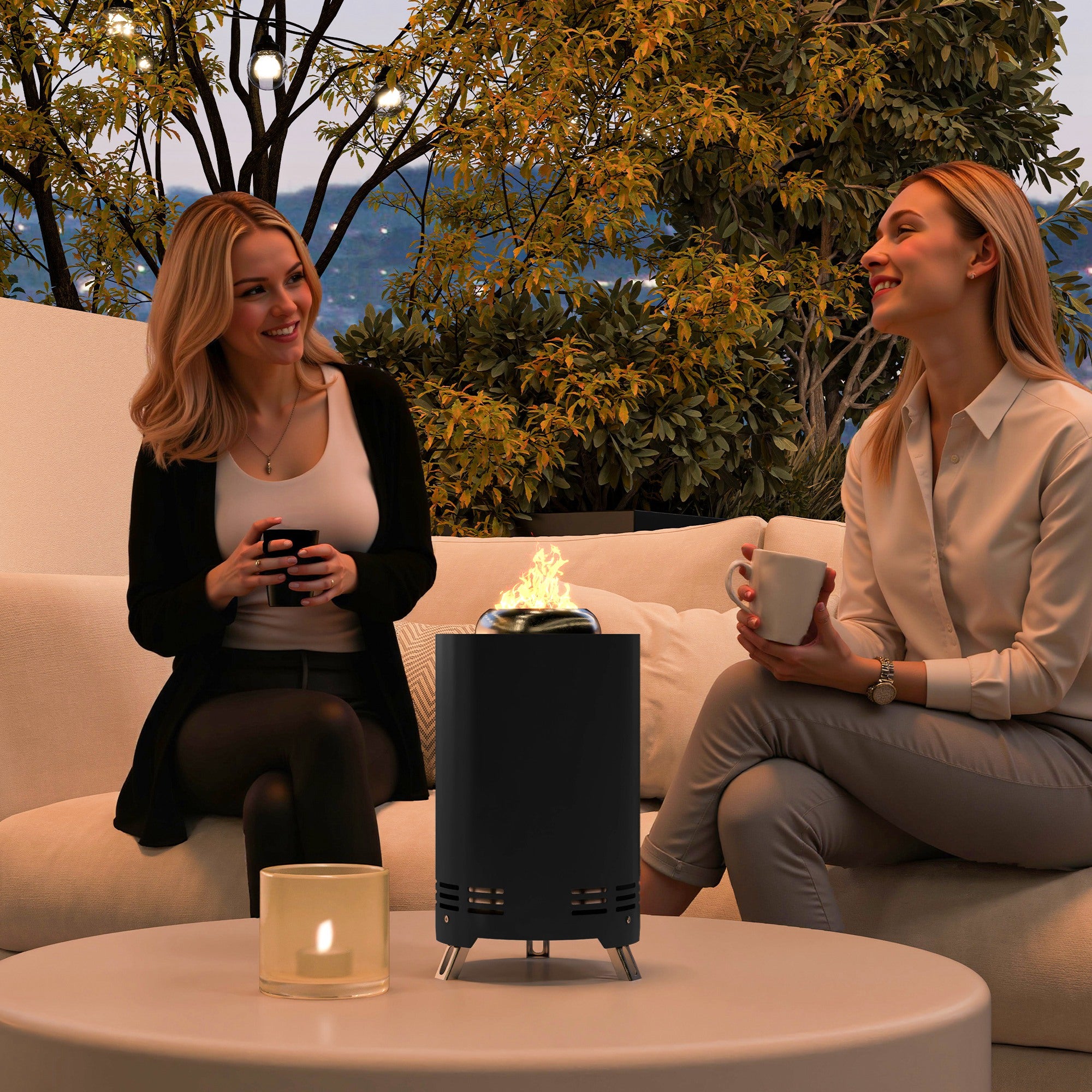 16 Centimetre Portable Smokeless Fire Pit Set - Stainless Steel Black