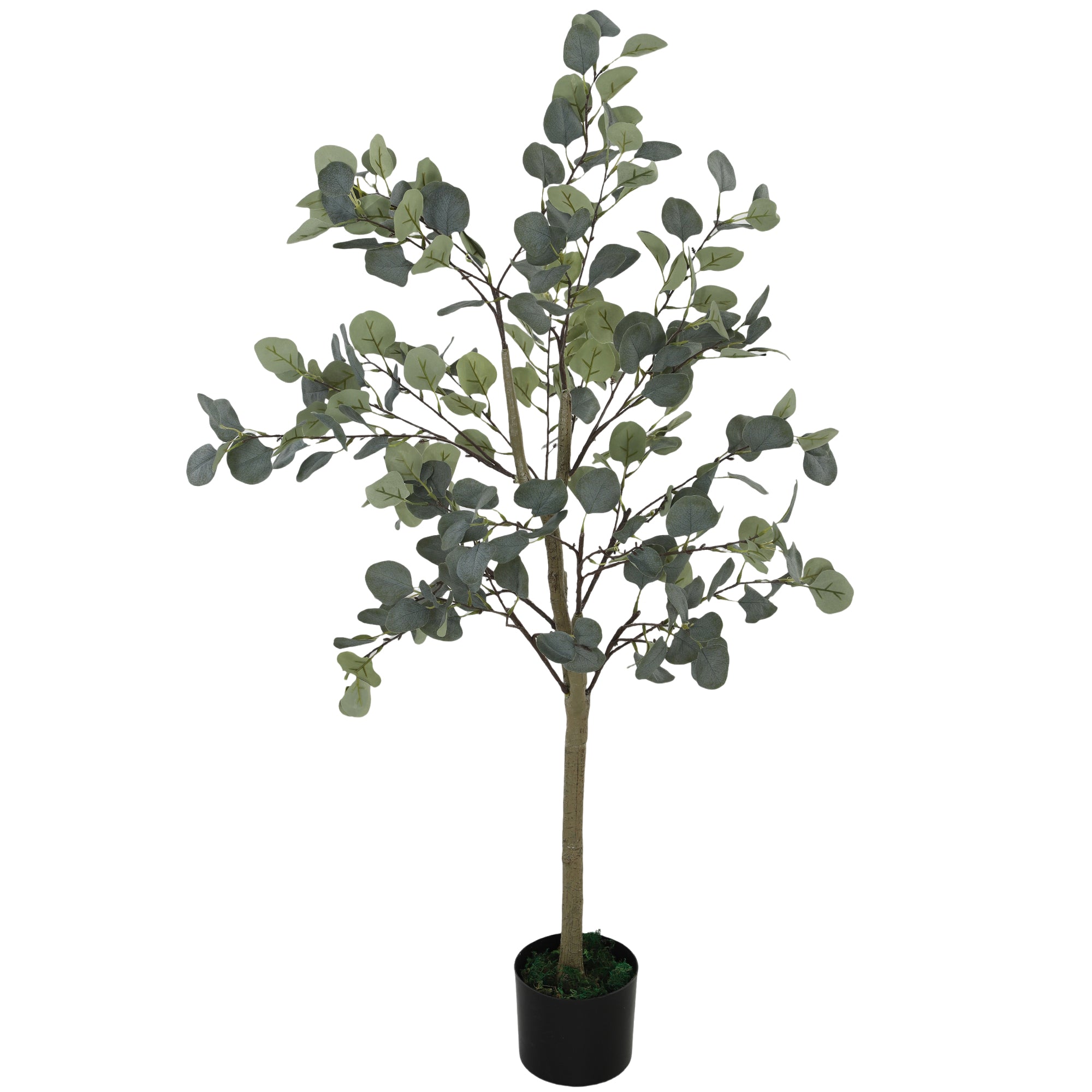 Decorative Artificial Plant, 5ft/ 150cm Silk Eucalyptus Tree with 230 Silver Dollar Leaves in Pot, Fake Plant for Home, Office, Living Room, Indoor Decor