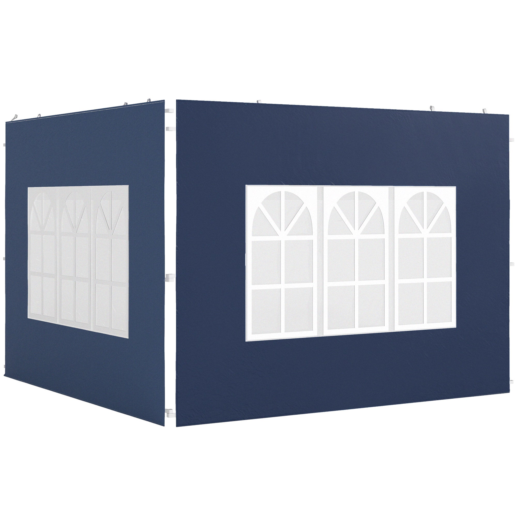 Set of Two 3x3m Gazebo Frame Replacement Walls with Windows - Blue