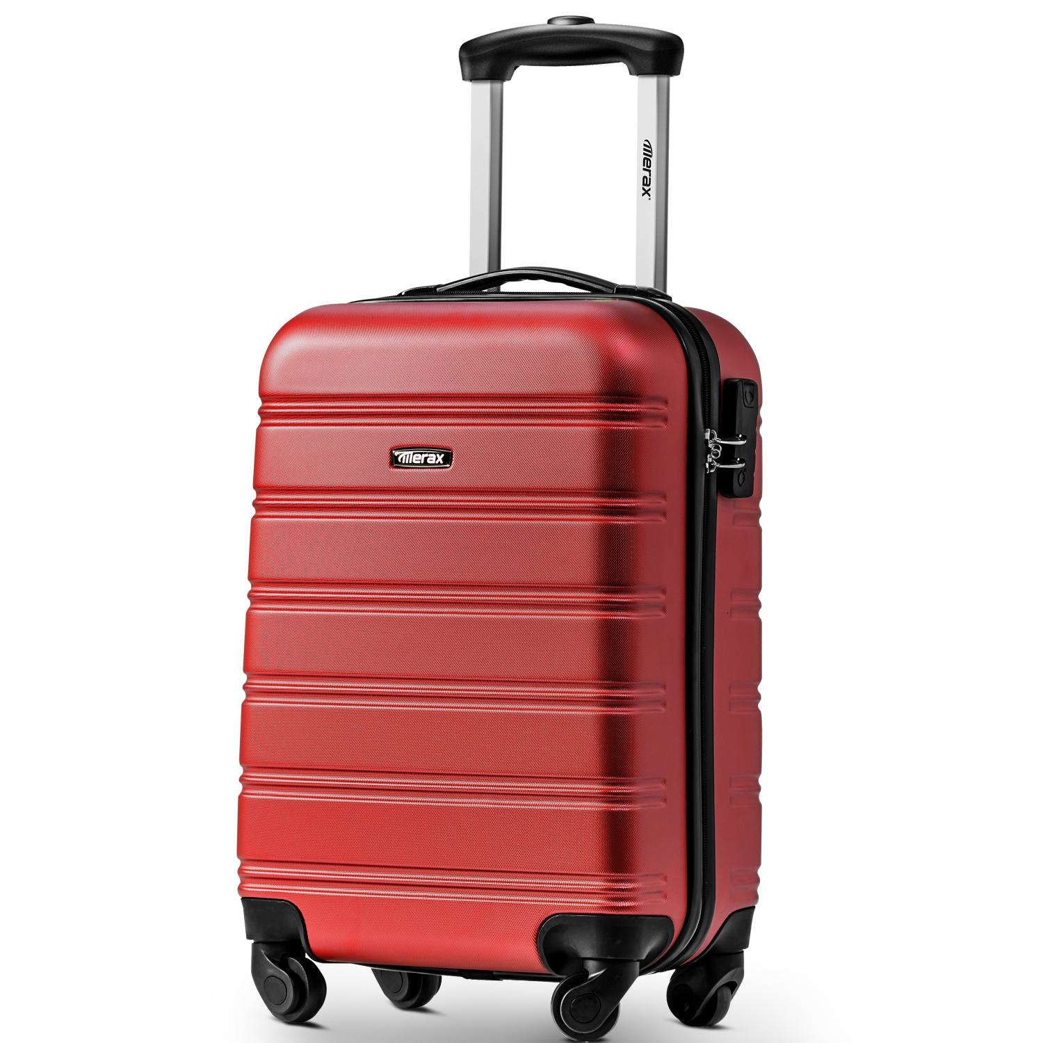 20" 4-Wheel ABS Hard Shell Travel Trolley Suitcase with Telescoping Handle, Luggage with Combination Lock, 35L × 23W × 57H cm, Red