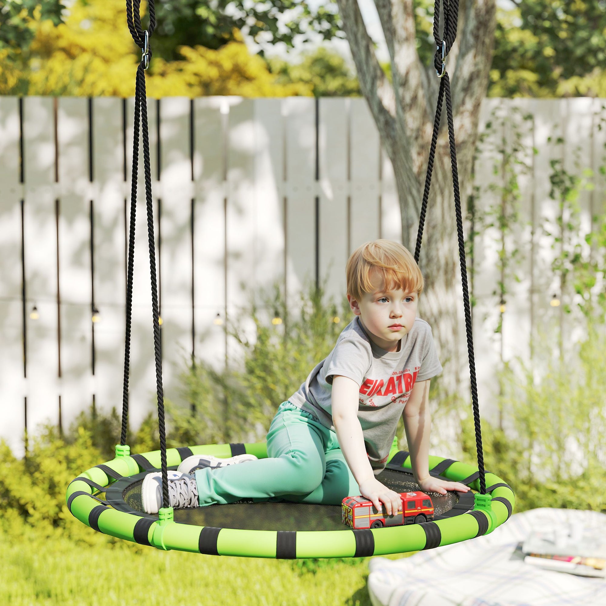 100 cm Diameter Kid Nest Swing Seat with Height Adjustable Ropes for Outdoor Indoor, Black