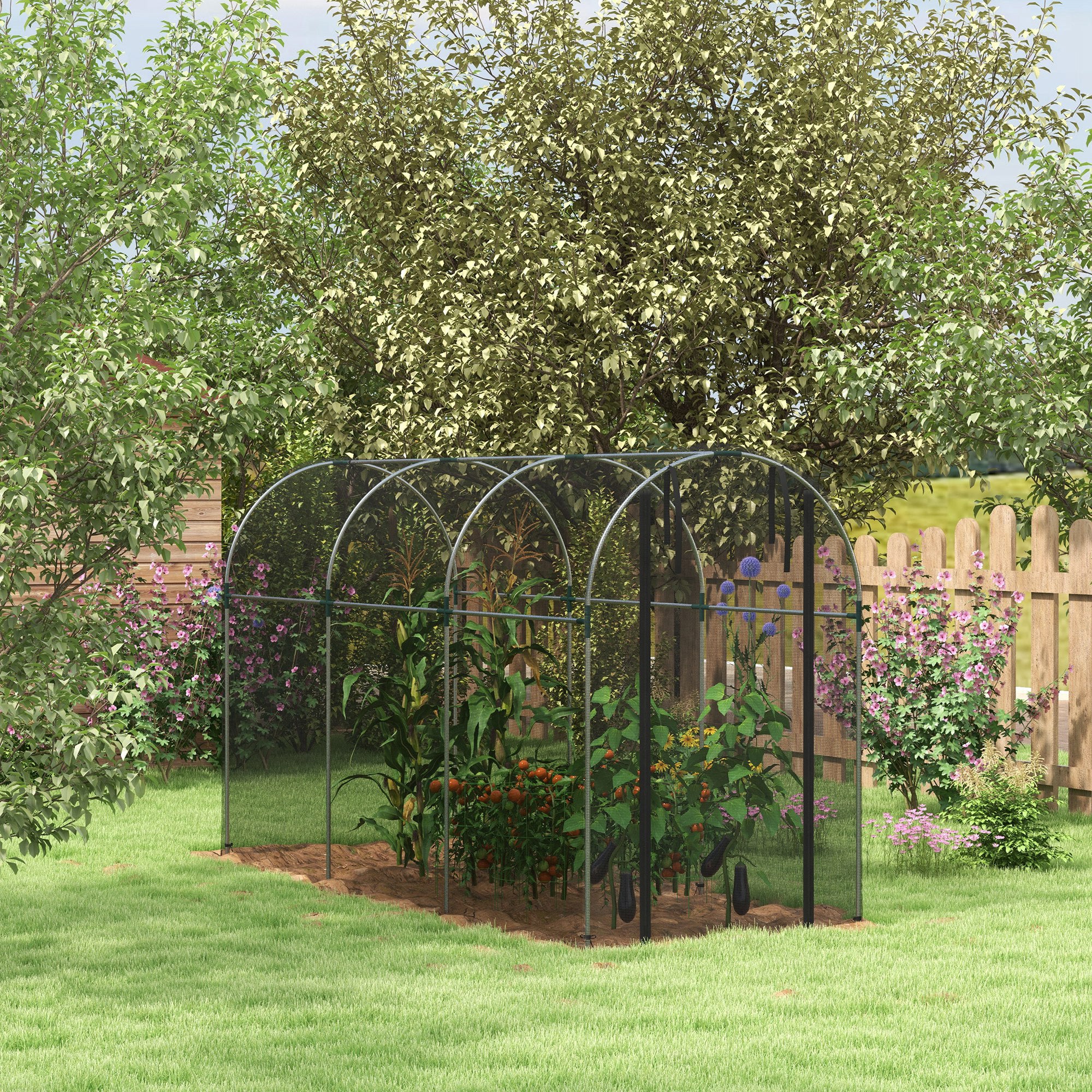 1 Piece Galvanised Steel Fruit Cage with Zipped Door - Black