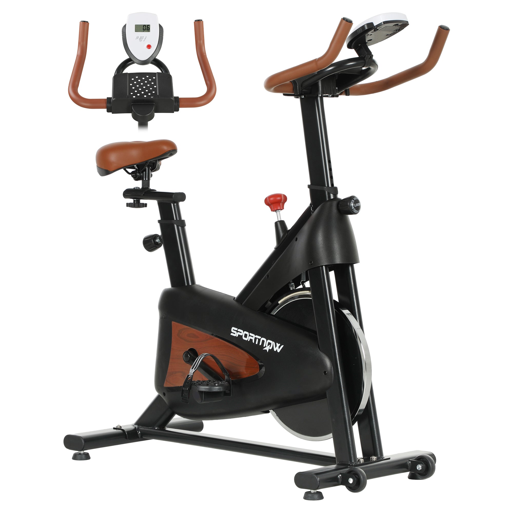 Indoor Exercise Bike with Adjustable Seat and Resistance - Black