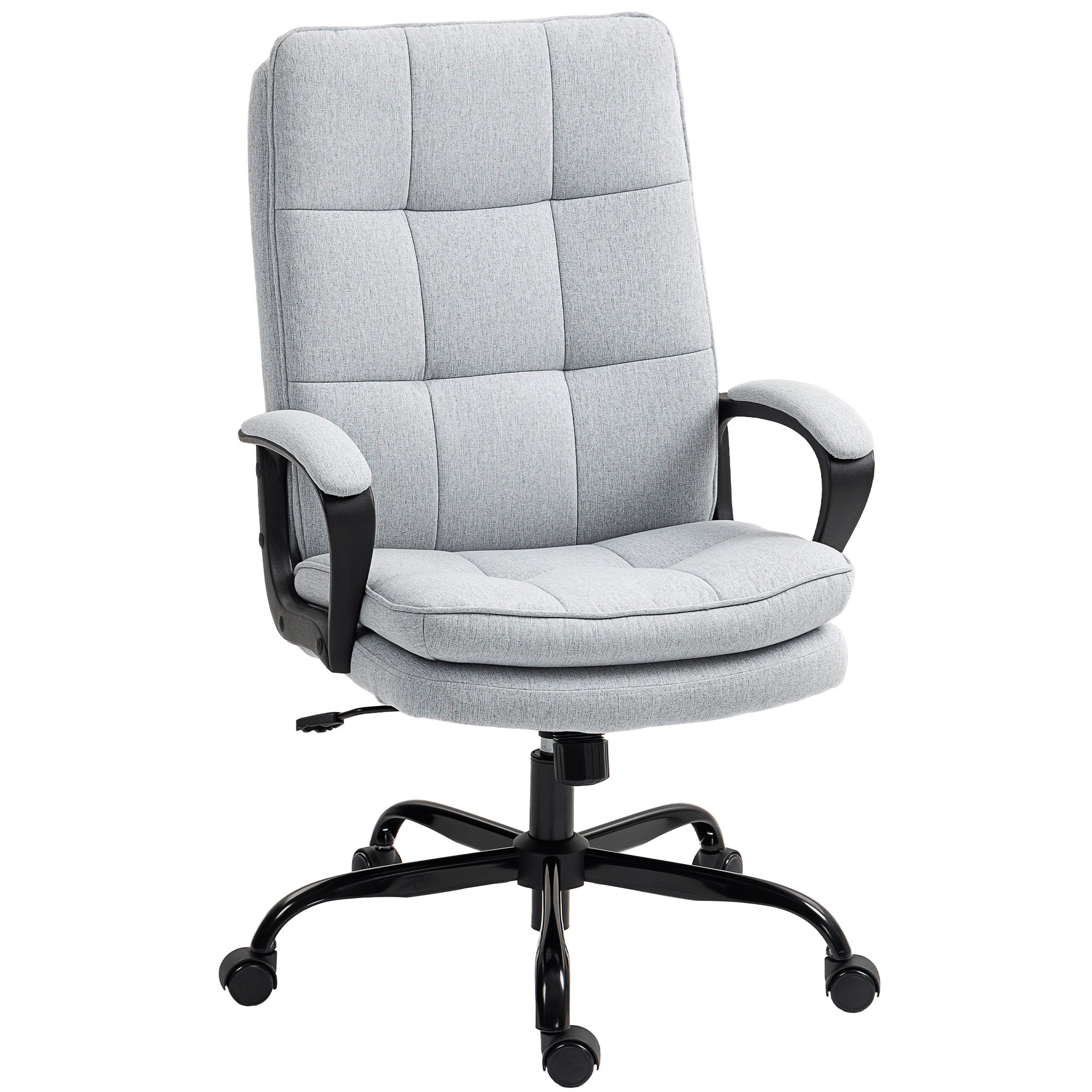 Double Padded Linen-Look Office Chair - Light Grey