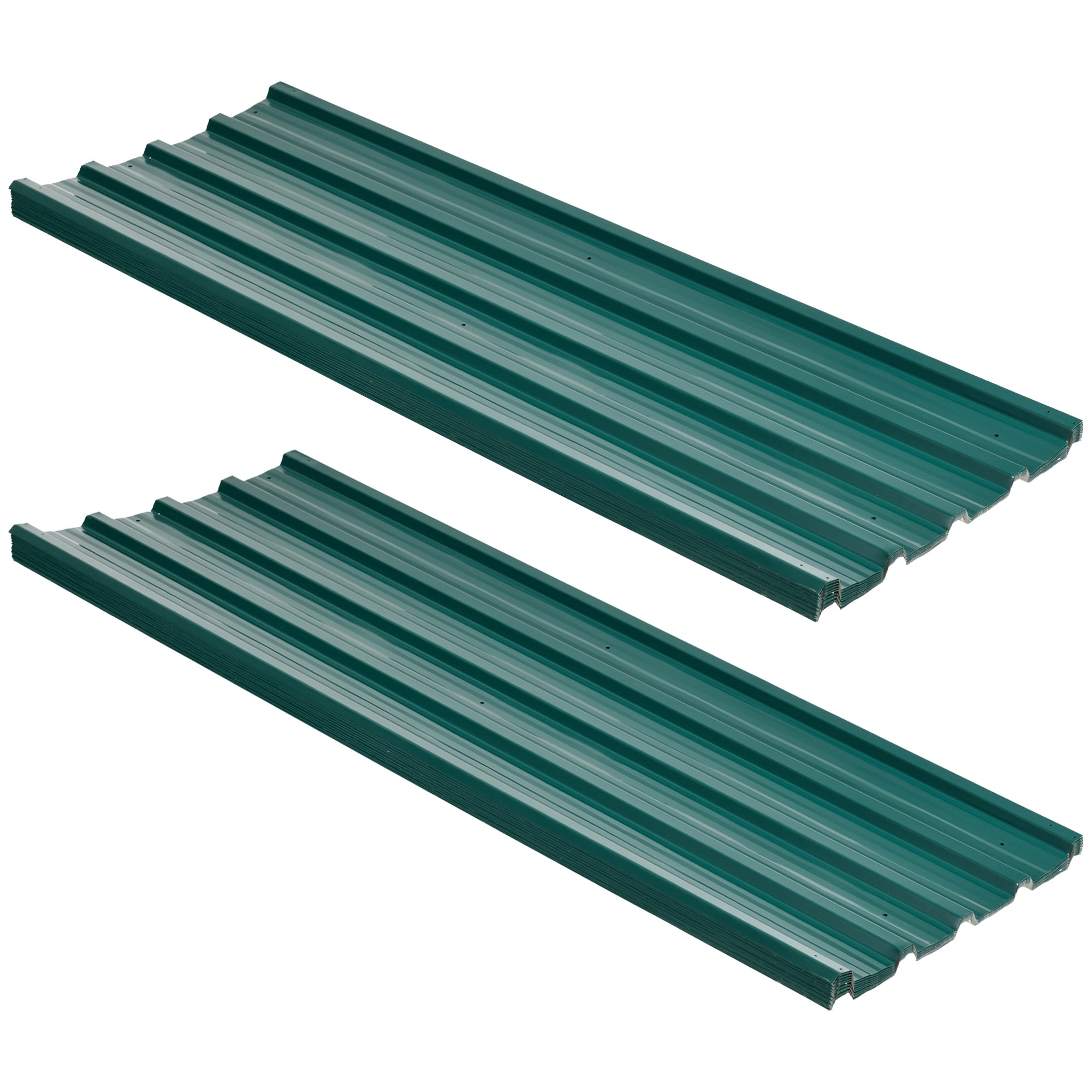 Pack of 24 Galvanised Corrugated Roofing Sheets for Greenhouse - Green