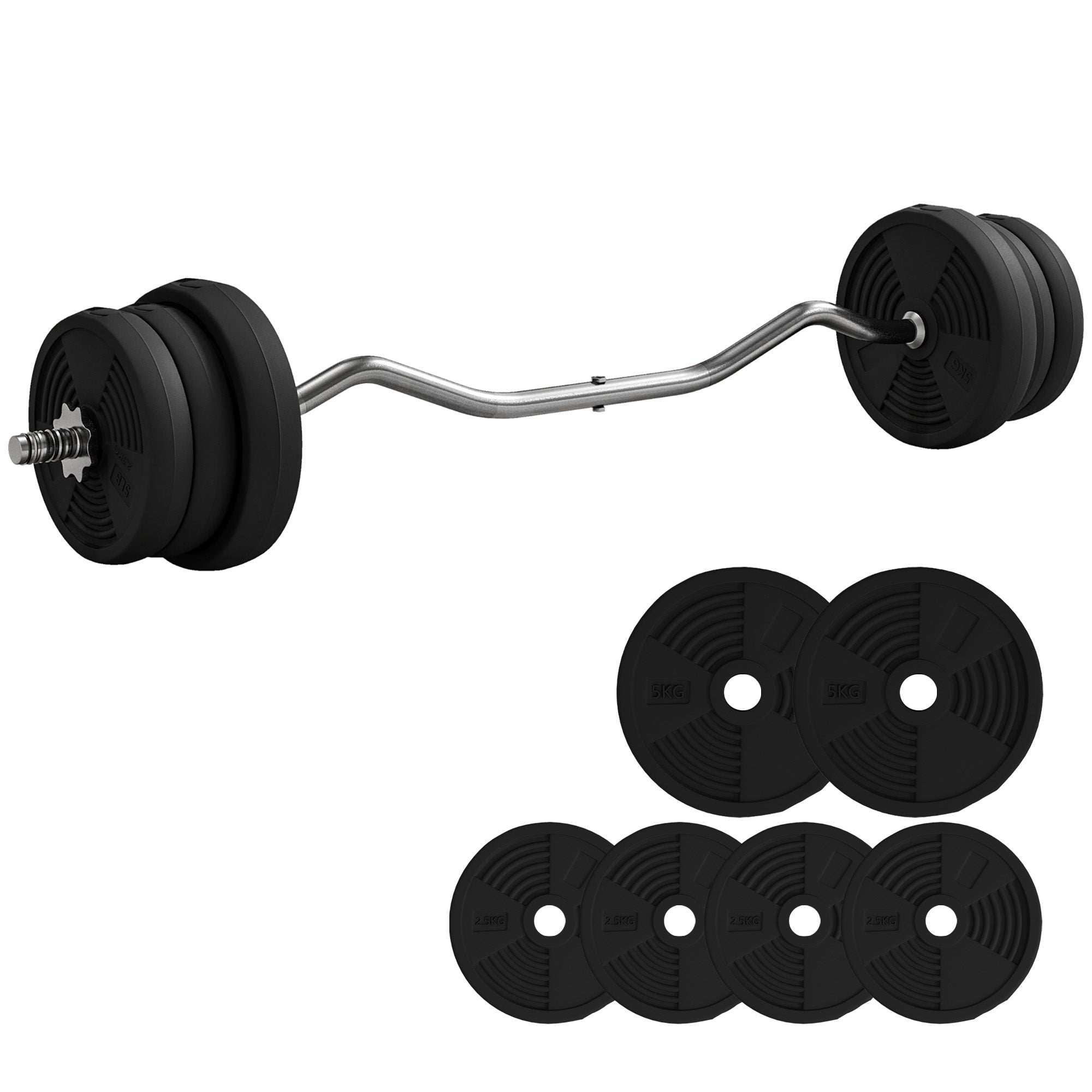 25kg Barbell Set, Adjustable Weights with Curl bar and Non-Slip Handle, for Women and Men Weight Lifting Training