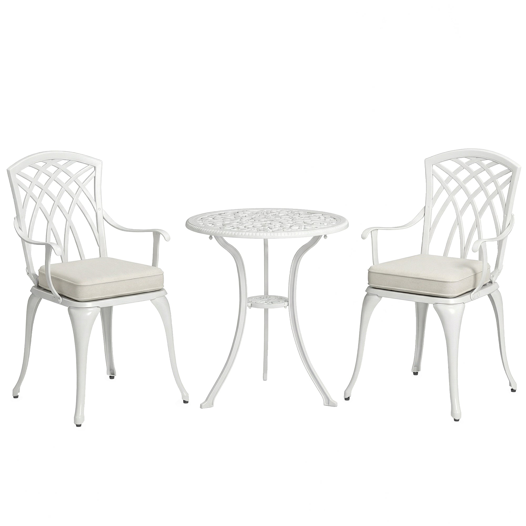 Three-Piece Cast Aluminium Bistro Set - White