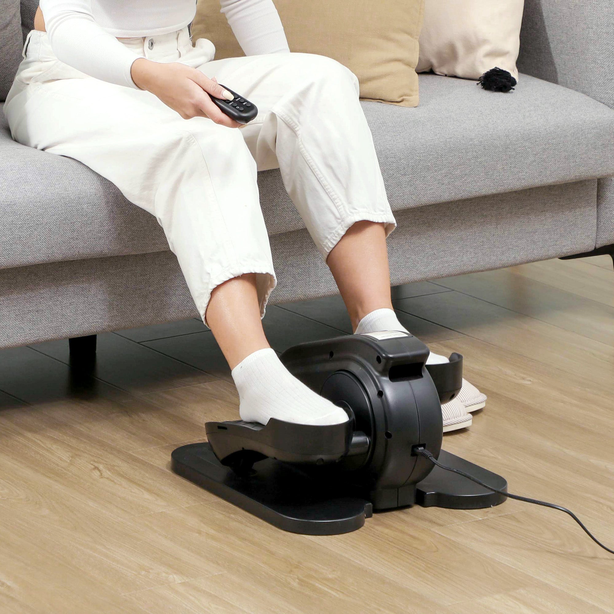 Under Desk Elliptical Machine with LCD Monitor and Remote Control - Black