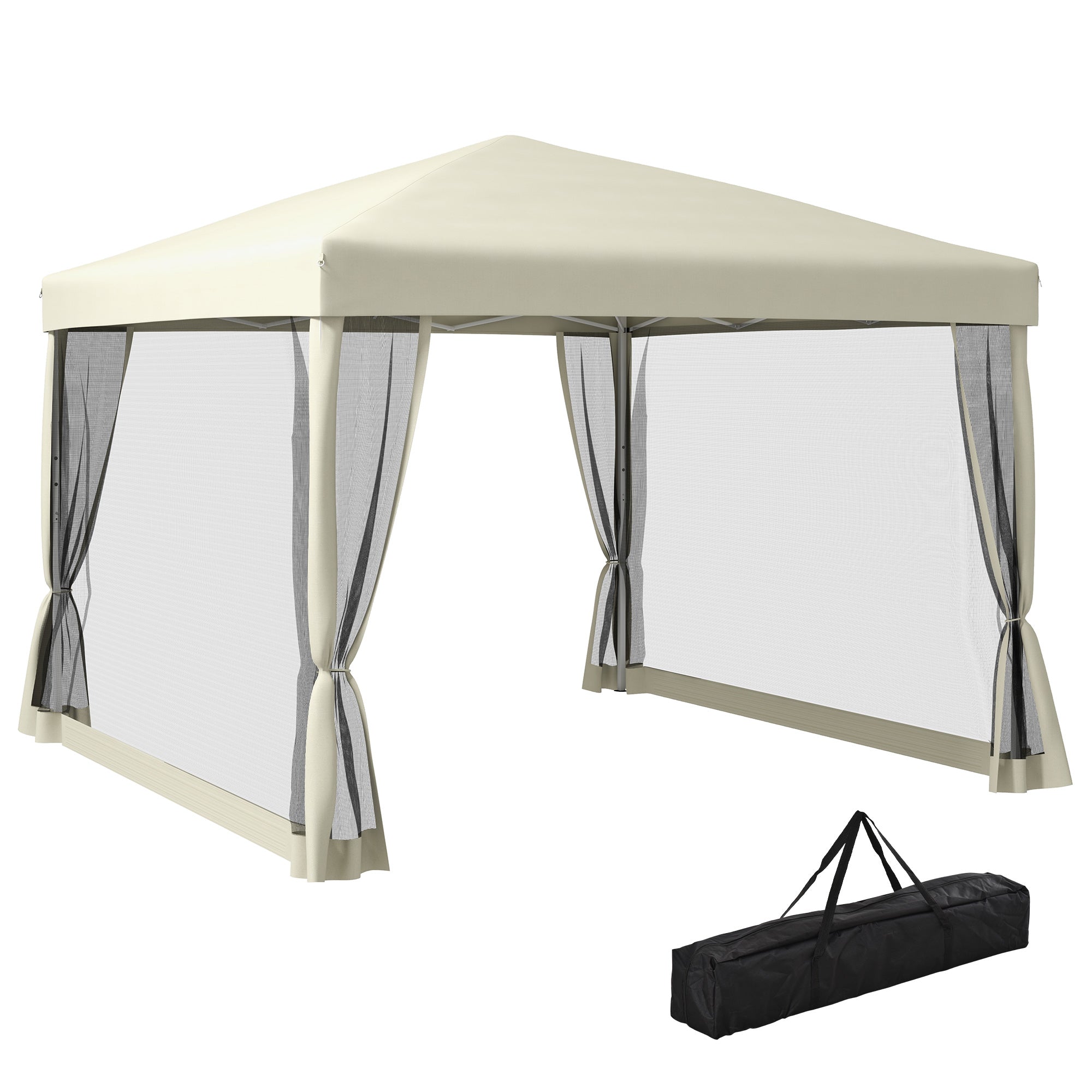 3 x 3(m) Pop Up Gazebo Canopy Tent with Carry Bag, Height Adjustable Mesh Screen House, Portable Garden Outdoor Shade Shelter