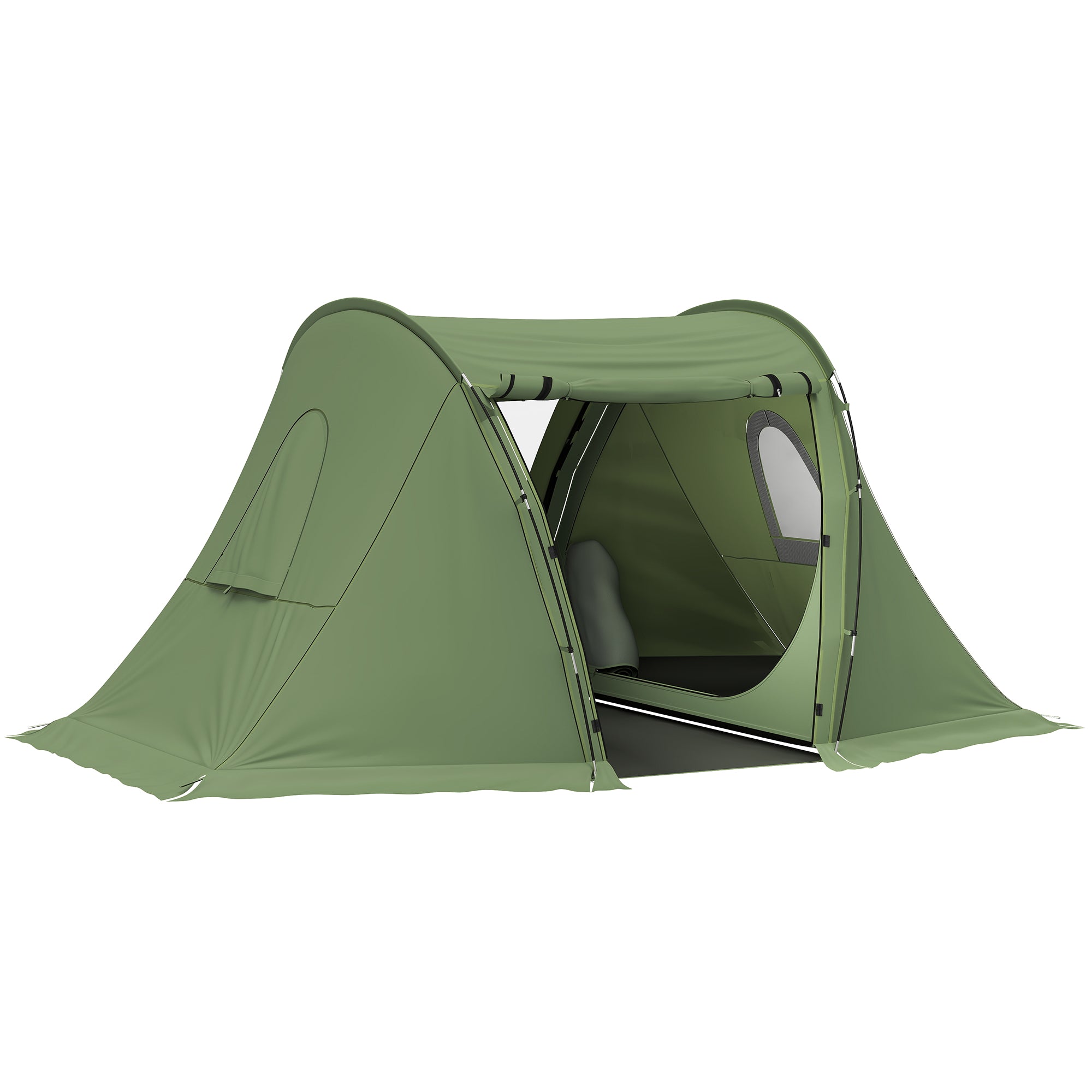 Waterproof 3 Man Camping Tent with Living Area - Green