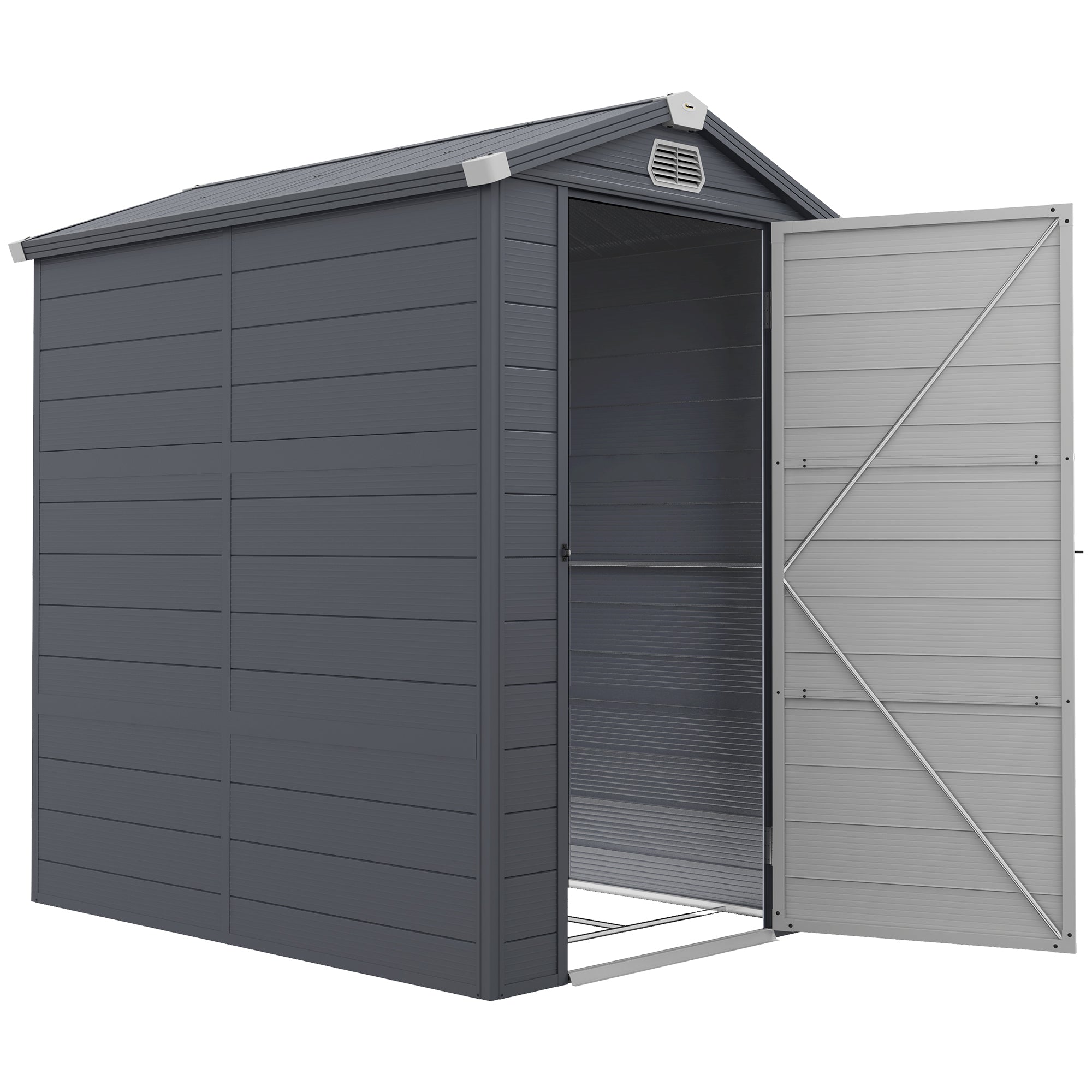 4.4ft x 6.2ft Aluminium Frame Garden Storage Shed with Foundation - Grey