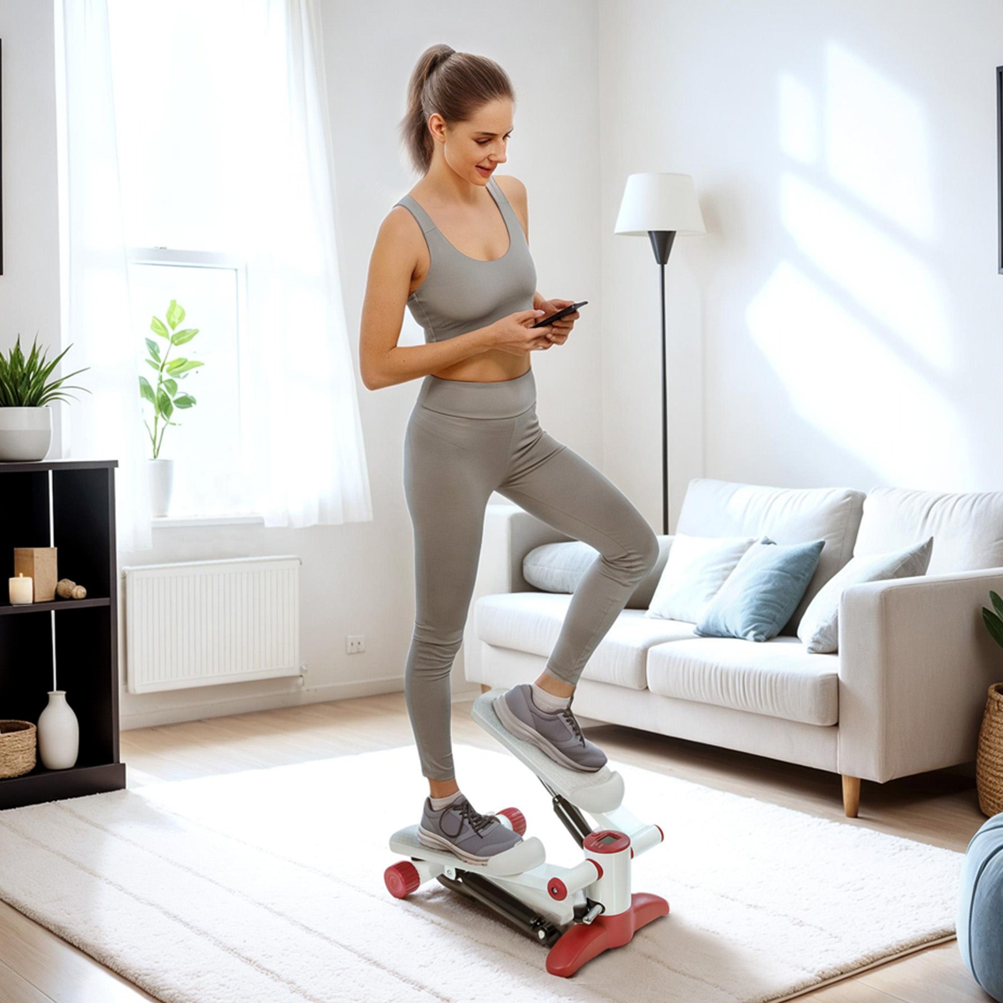 Compact Mini Stepper with LCD Monitor and Non-Slip Pedals - Grey