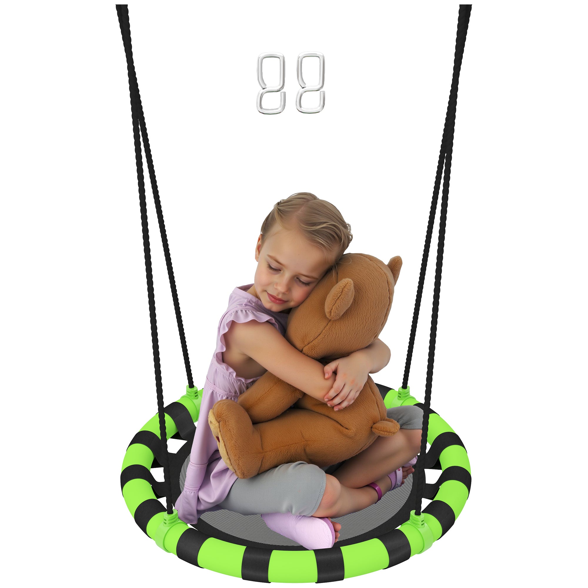 60 cm Diameter Kid Nest Swing Seat with Height Adjustable Ropes for Outdoor Indoor, Black