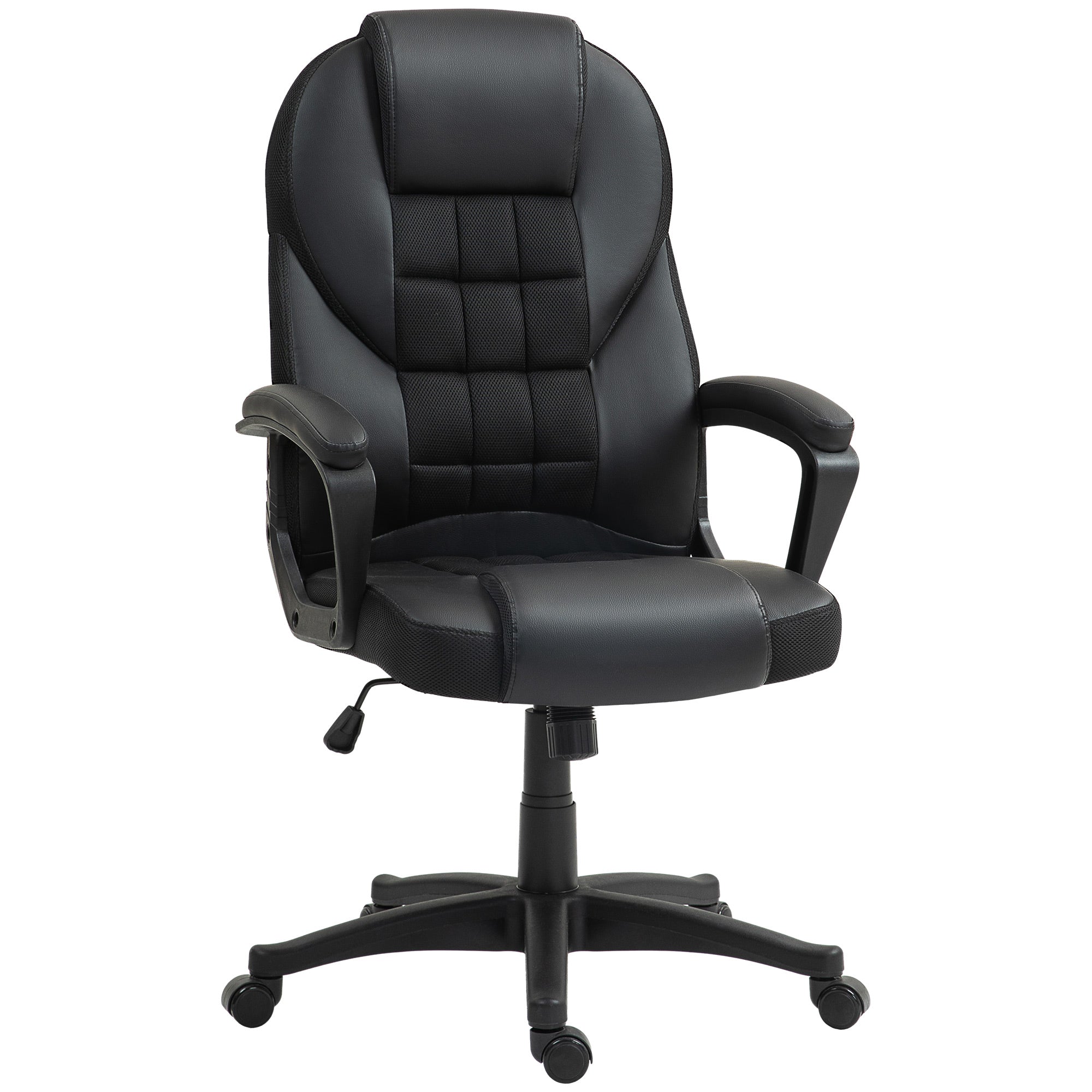 Adjustable Faux Leather Executive Office Chair with Swivel and Tilt - Black