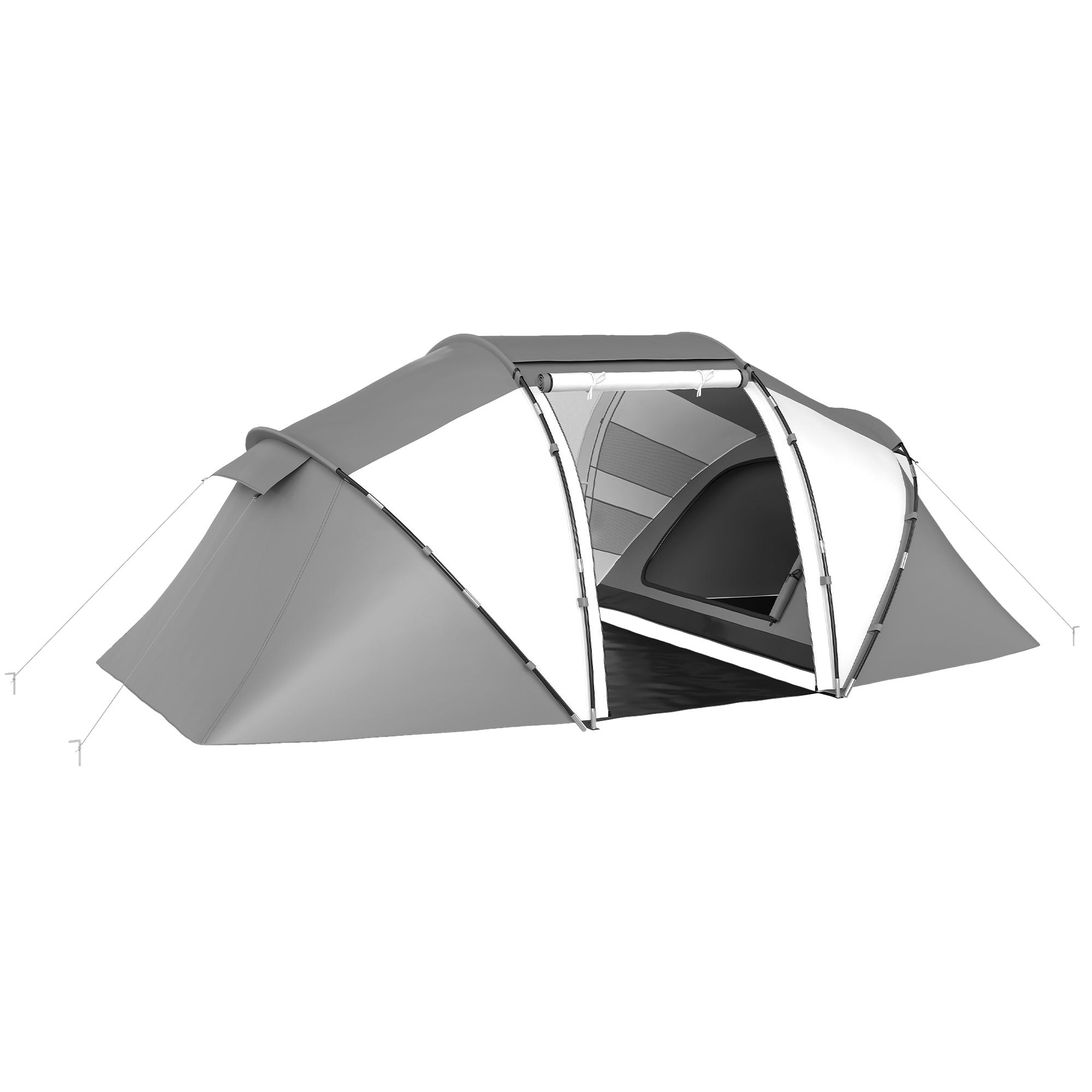 Spacious 4-6 Person UV Protection Camping Tent - Charcoal Grey and White