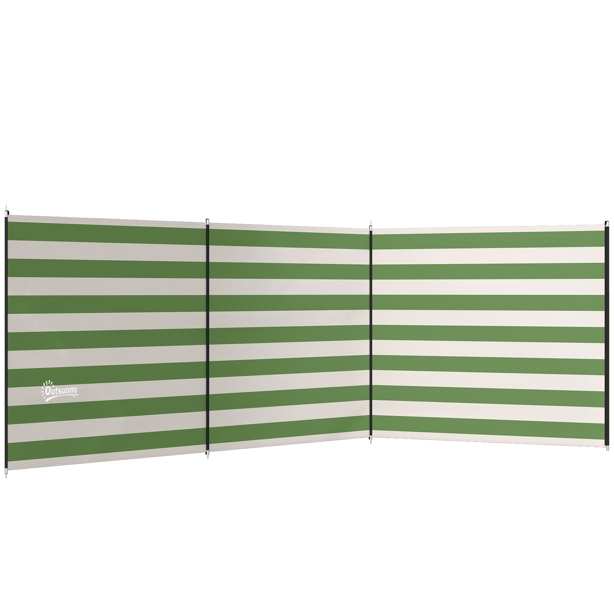 4 Pole Camping Windbreaks, Beach Wind Shield Shelter with Carry Bag and Steel Poles, 540cm x 150cm, Army Green