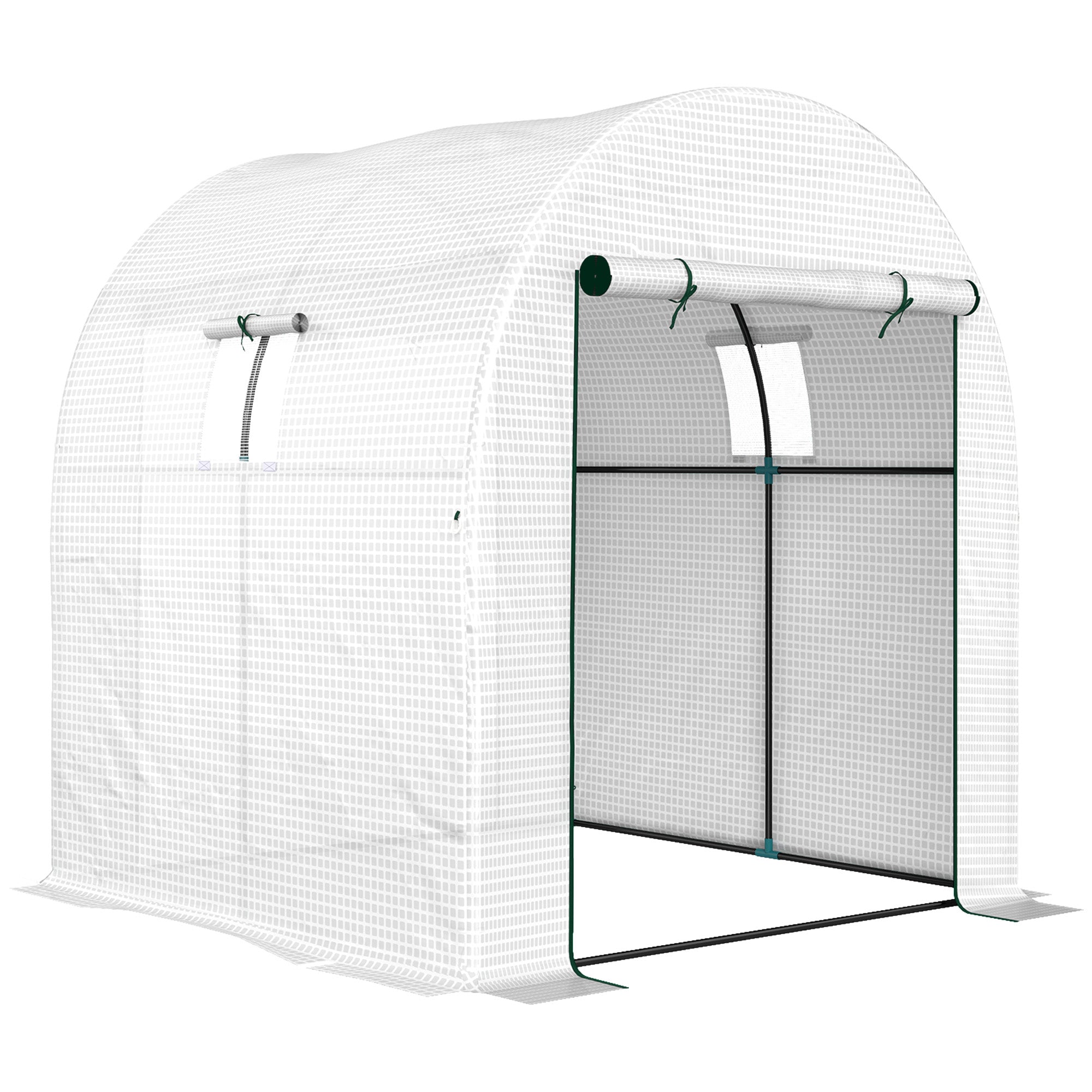 180 x 180cm Walk-In Polytunnel Greenhouse with Mesh Windows - White