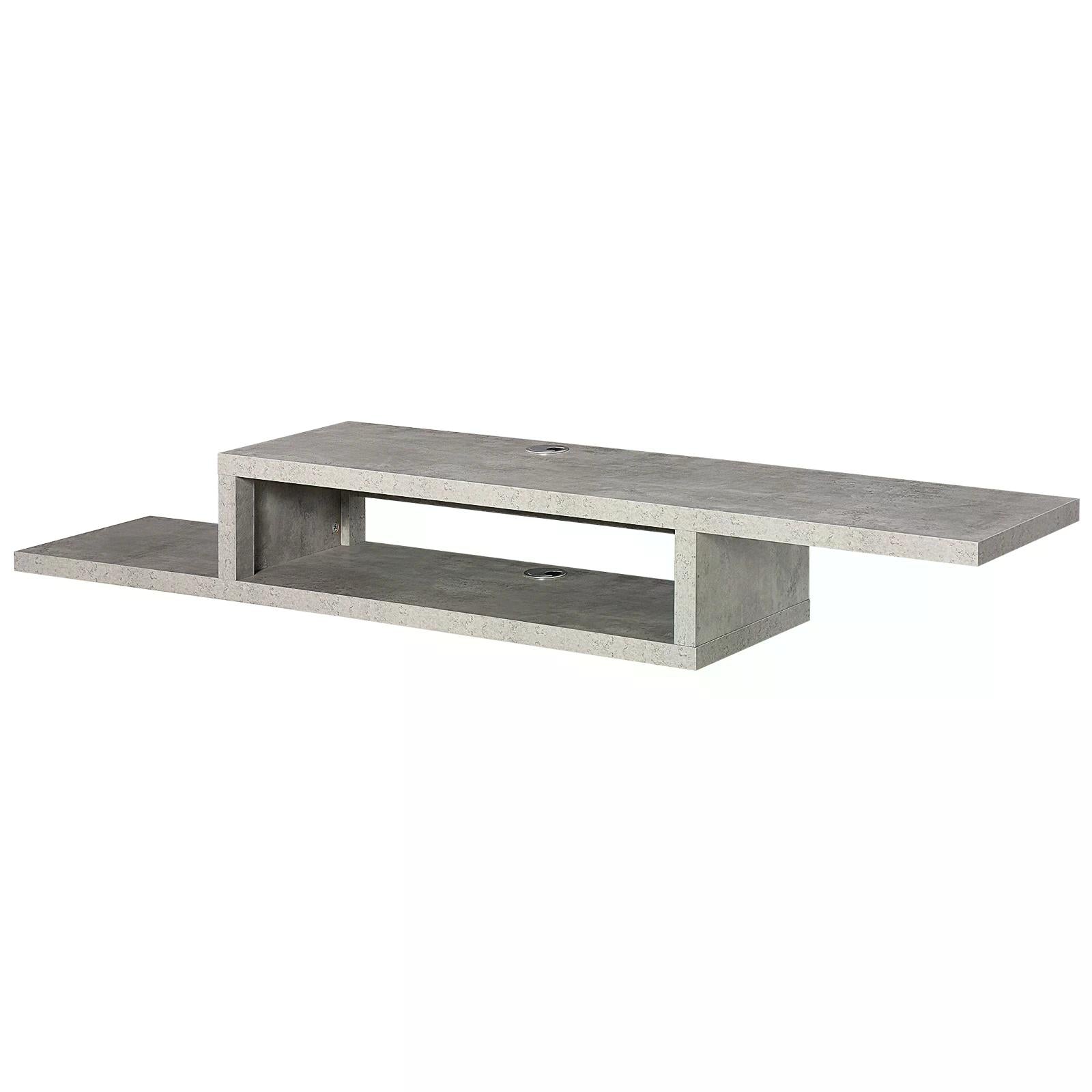 Floating TV Unit, Wall Mounted TV Stand with Open Shelf and 2 Cable Holes, Entertainment Unit for Living Room, Grey