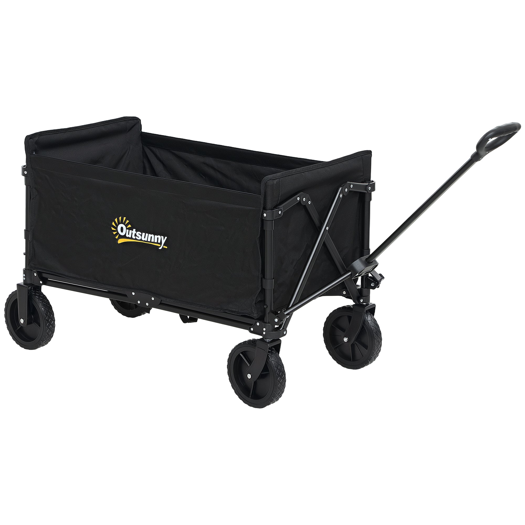 120L Folding Camping Trolley Cart with Adjustable Handle - Black