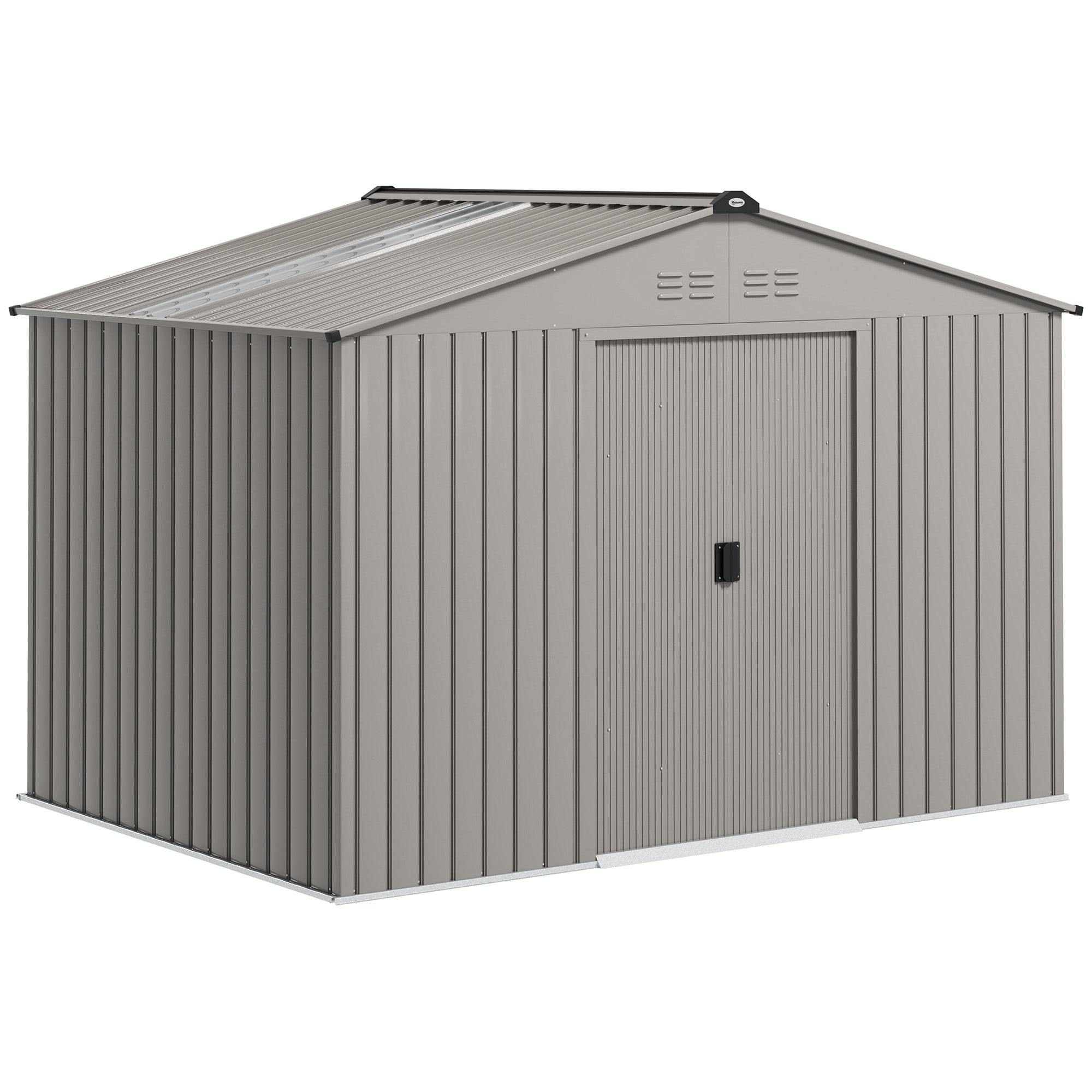 Garden Storage Shed, Metal Outdoor Storage Shed House with Foundation Kit, Ventilation, Doors, 9 x 6FT, Grey