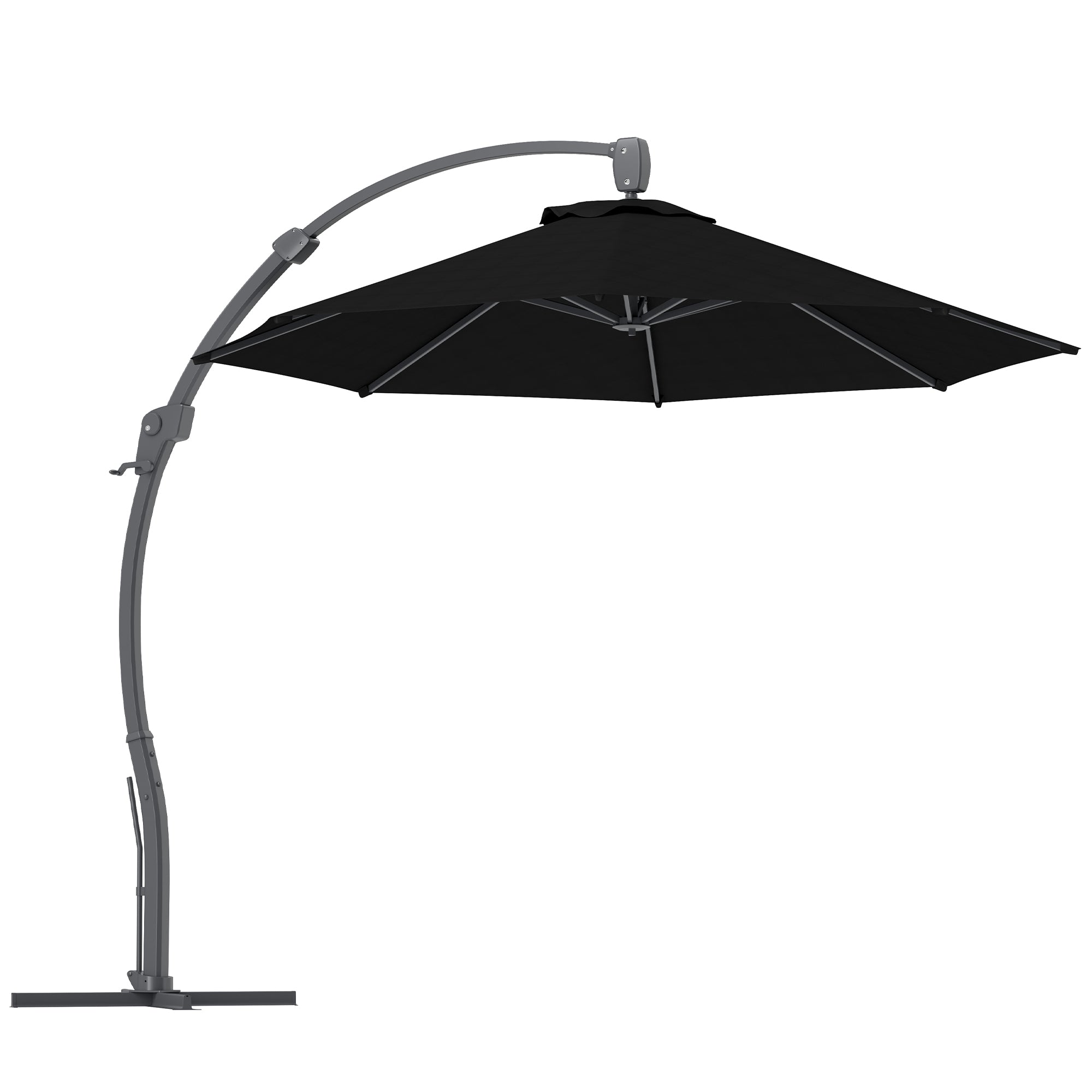 3 Metre Garden Cantilever Parasol with Crank Handle and Aluminium Frame - Black