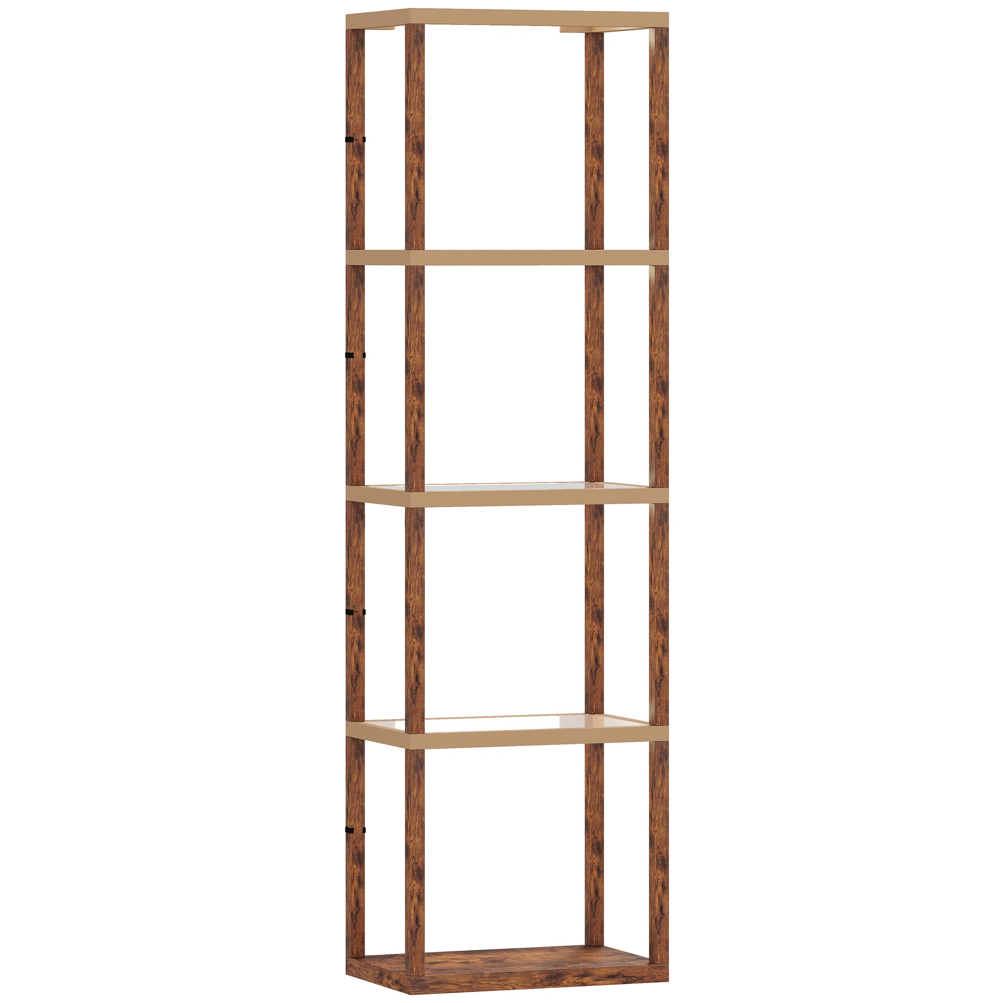 Four-Shelf Floor Lamp - Rustic Brown