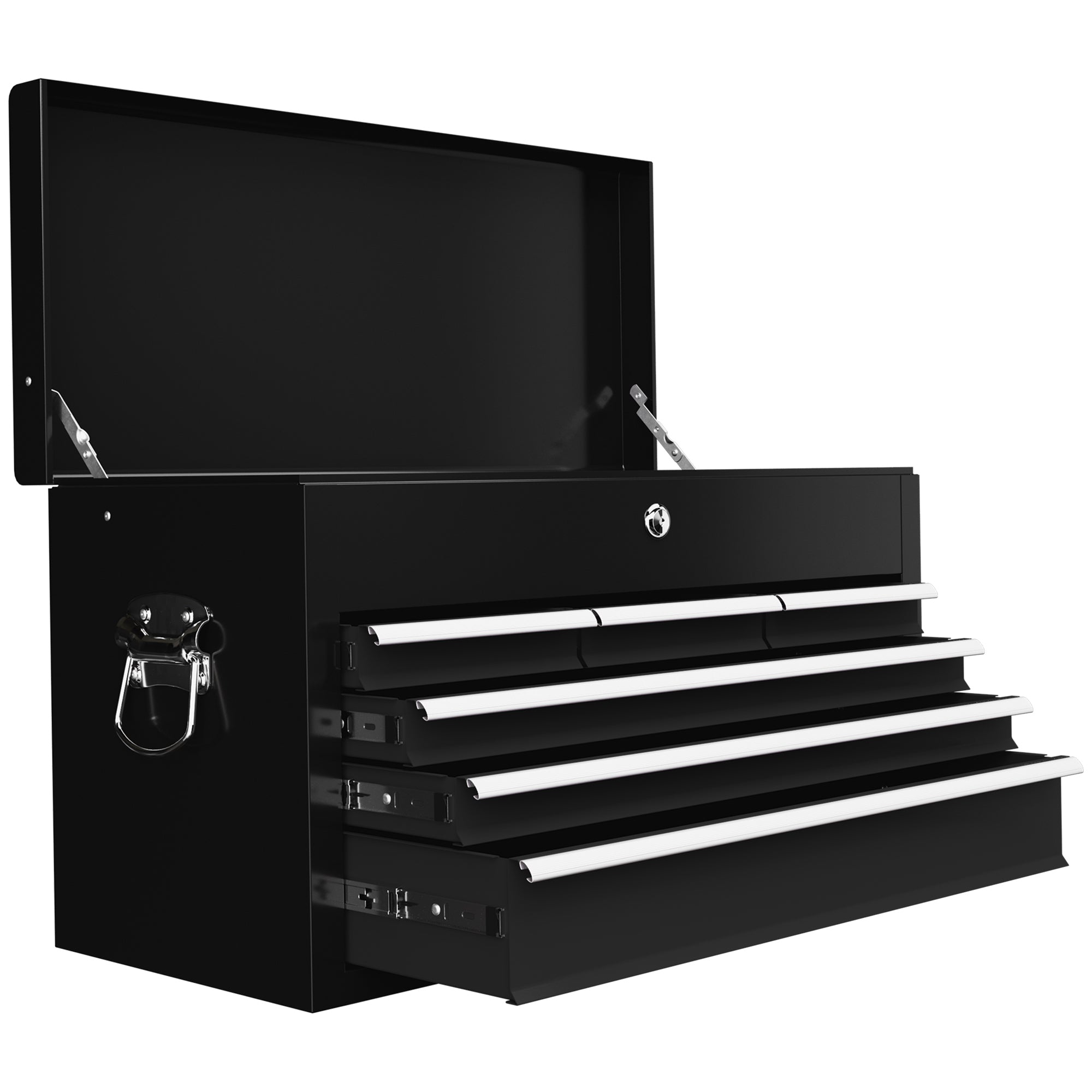 Steel Six Drawer Lockable Tool Storage Chest with Keys - Black