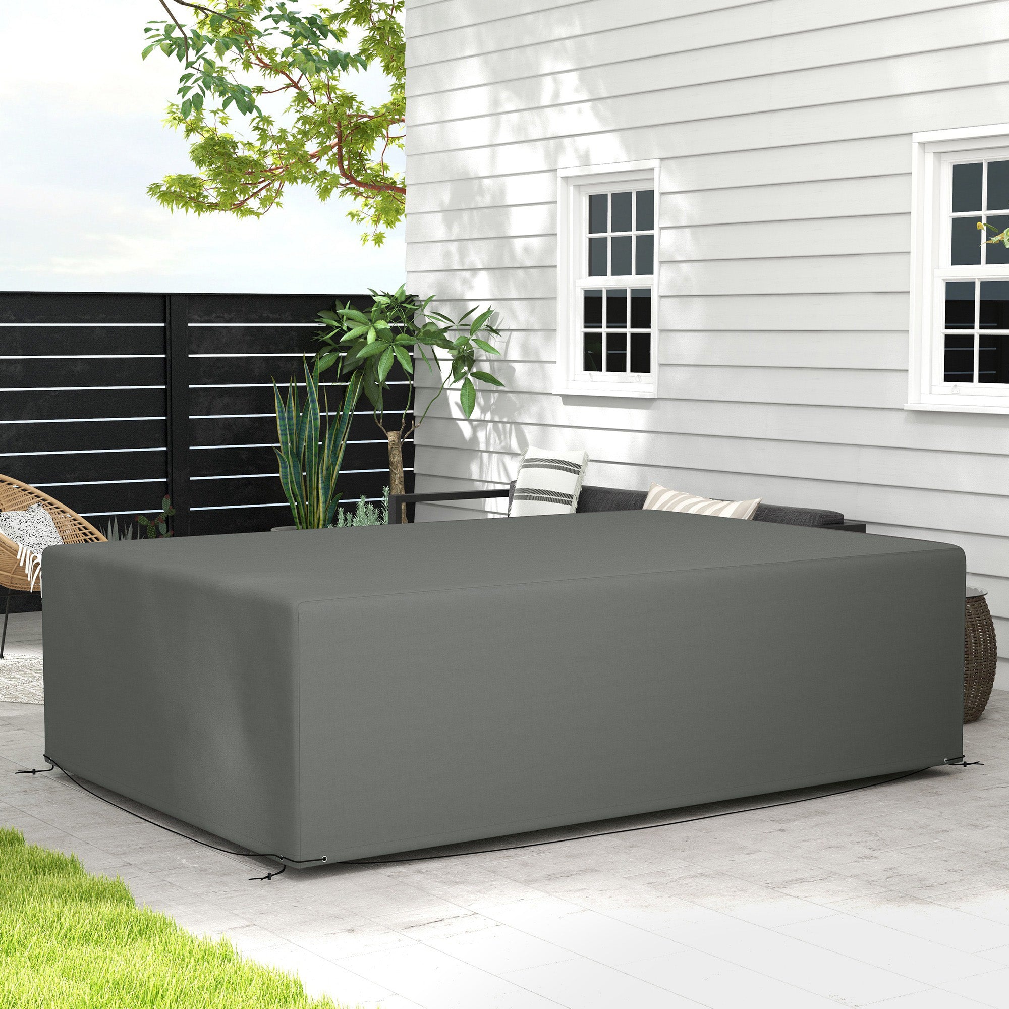Waterproof Outdoor Garden Table Cover 245x165x66 cm Oxford 600D - Dark Grey