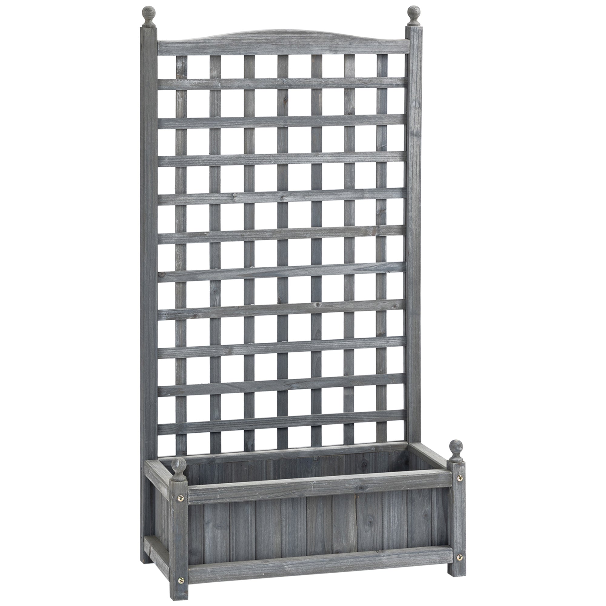Garden Planters with Trellis for Climbing Vines, Wood Raised Beds for Garden, Flower Pot, Indoor Outdoor, Grey