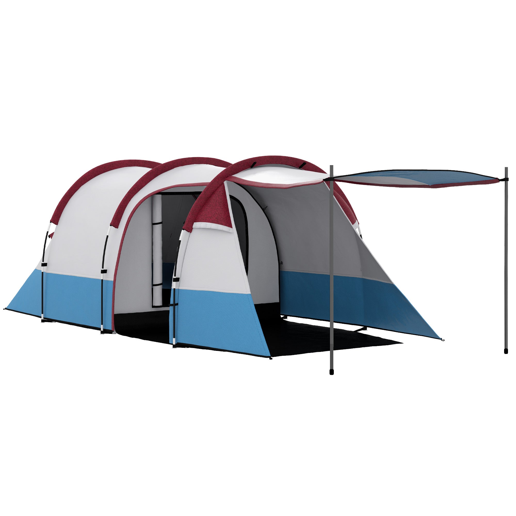 Large Waterproof Camping Tent with Bedroom and Living Area - Red