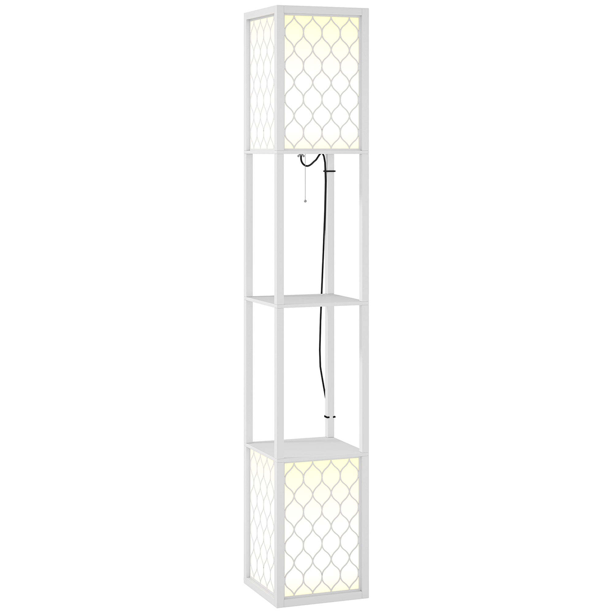 Duo Light Floor Shelf with Ambient Lighting - White