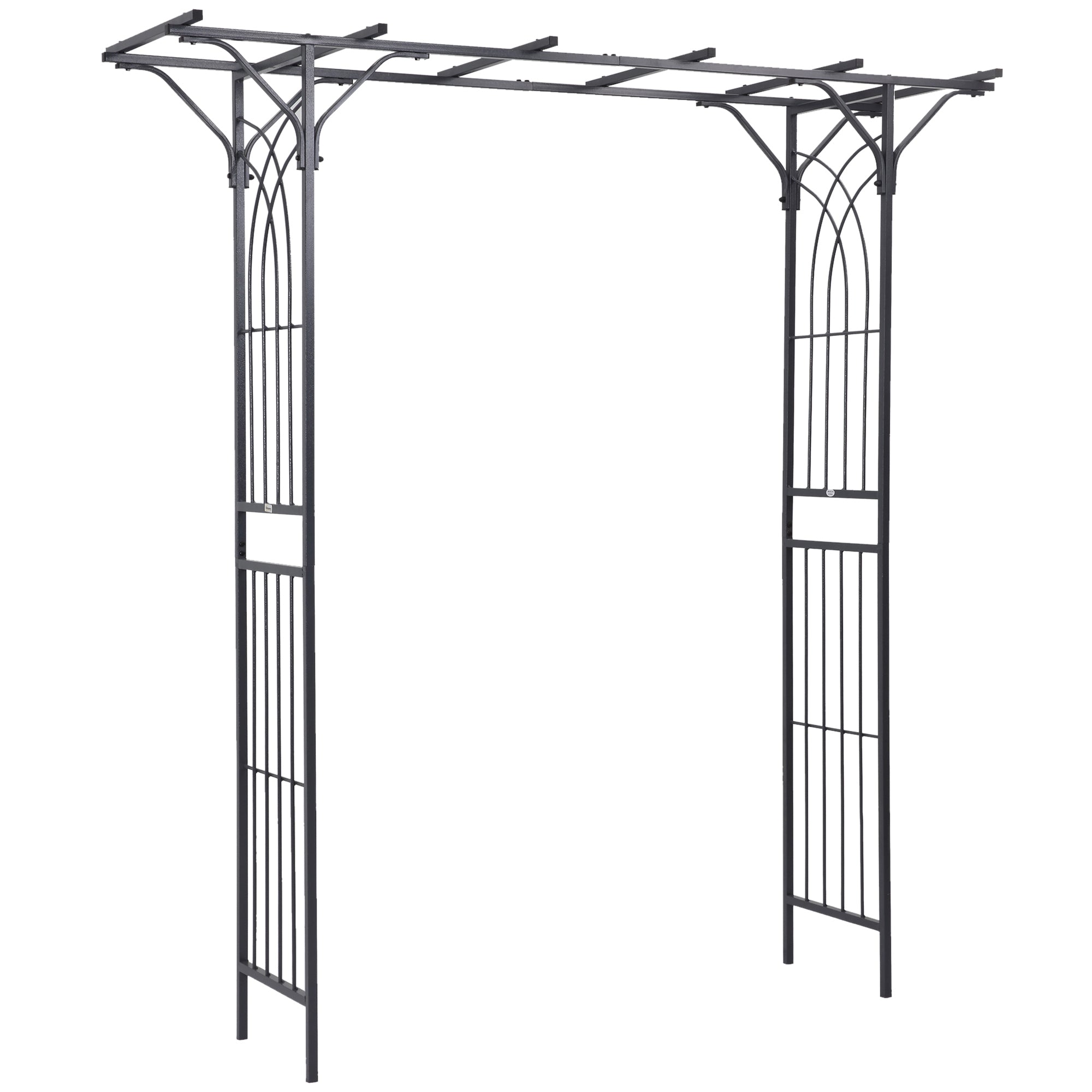 210cm Decorative Metal Garden Trellis Arch with Durable Steel Tubing & Elegant Scrollwork, Great for Weddings, Dark Gre